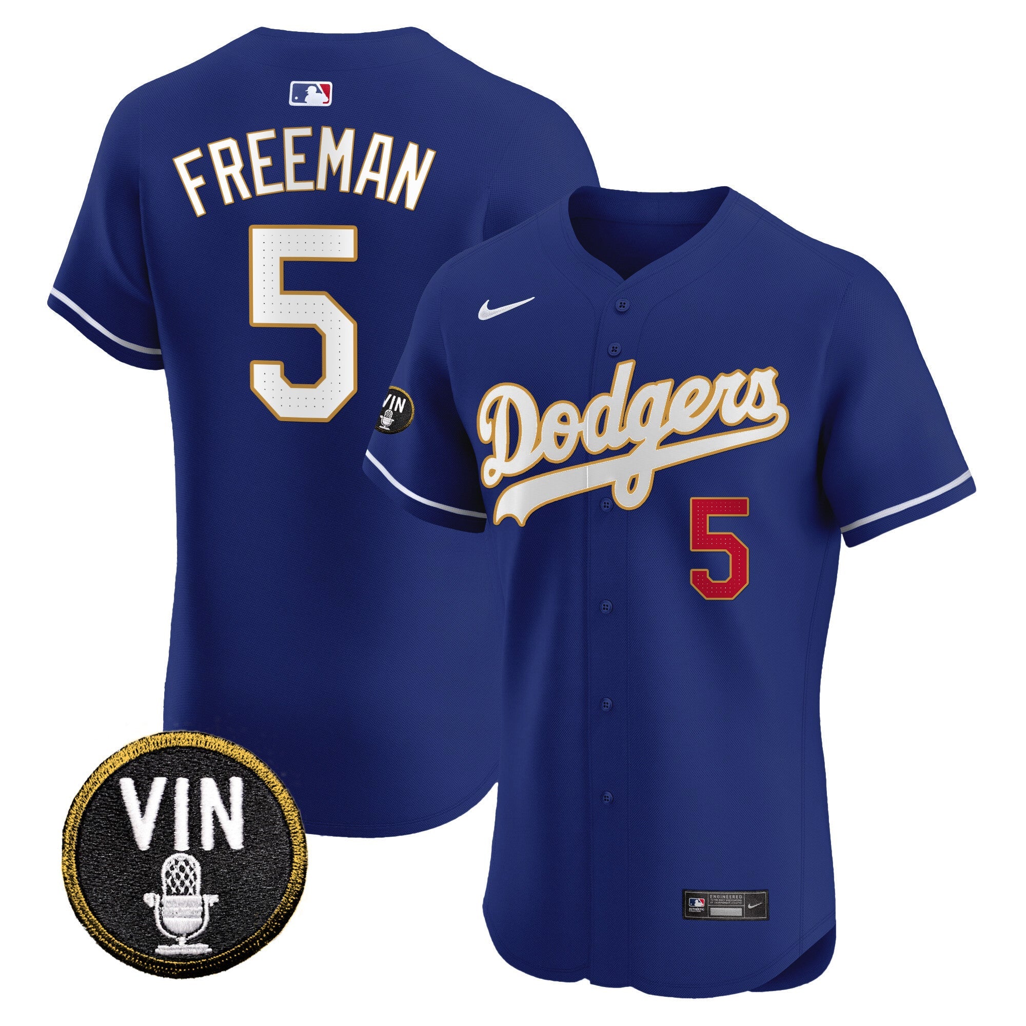 Men’s Vin Scully Patch Gold Trim Vapor Premier Elite Jersey