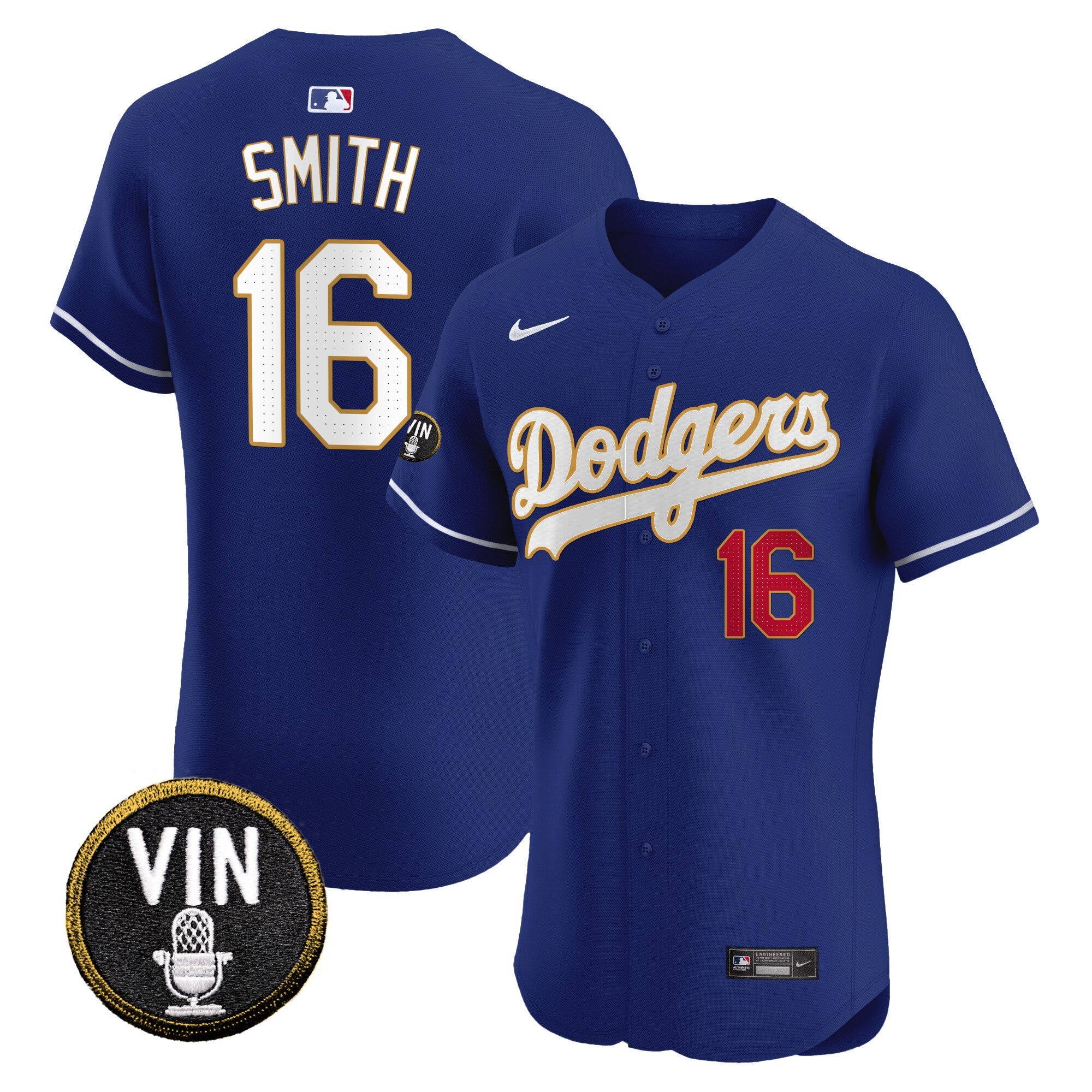 Men’s Vin Scully Patch Gold Trim Vapor Premier Elite Jersey