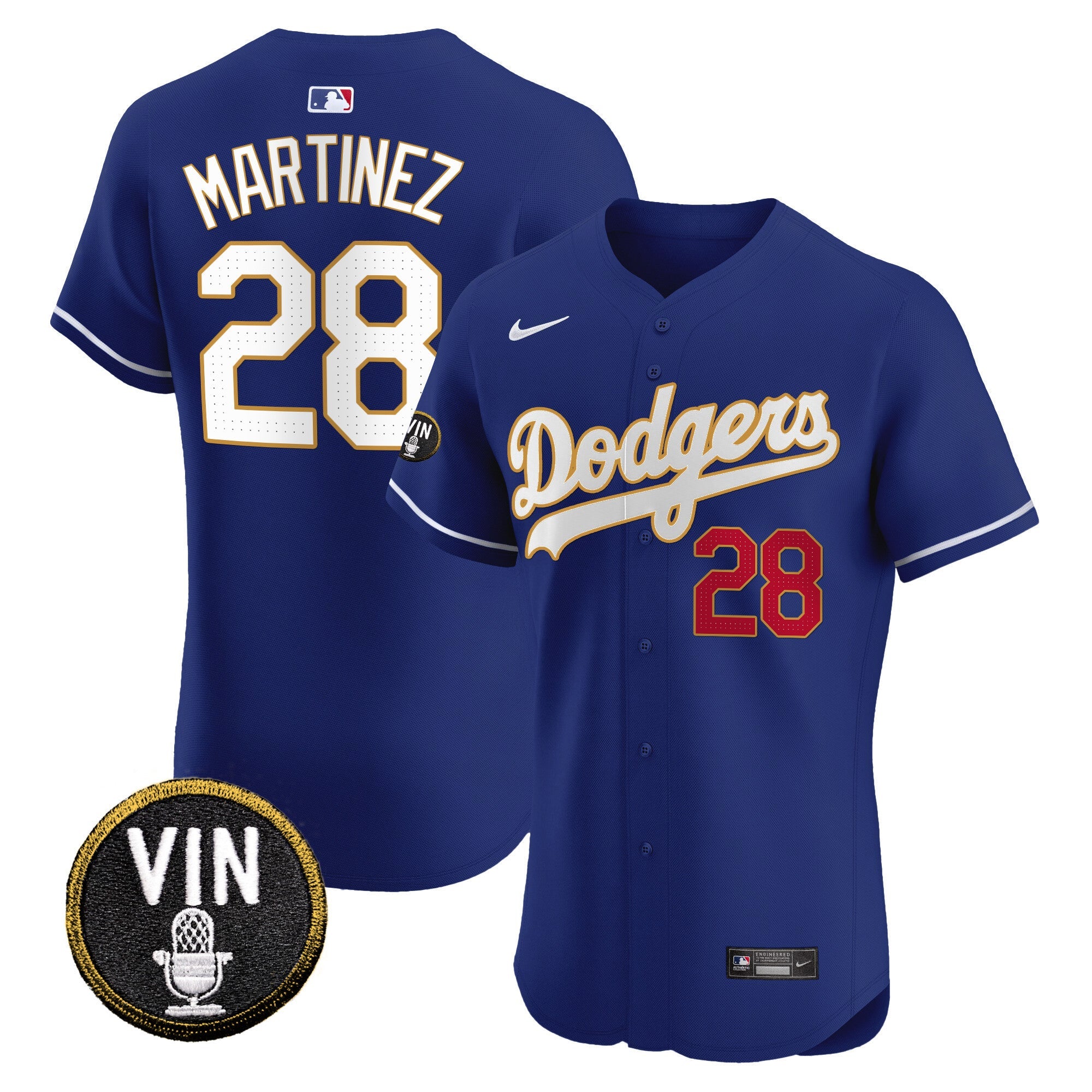 Men’s Vin Scully Patch Gold Trim Vapor Premier Elite Jersey