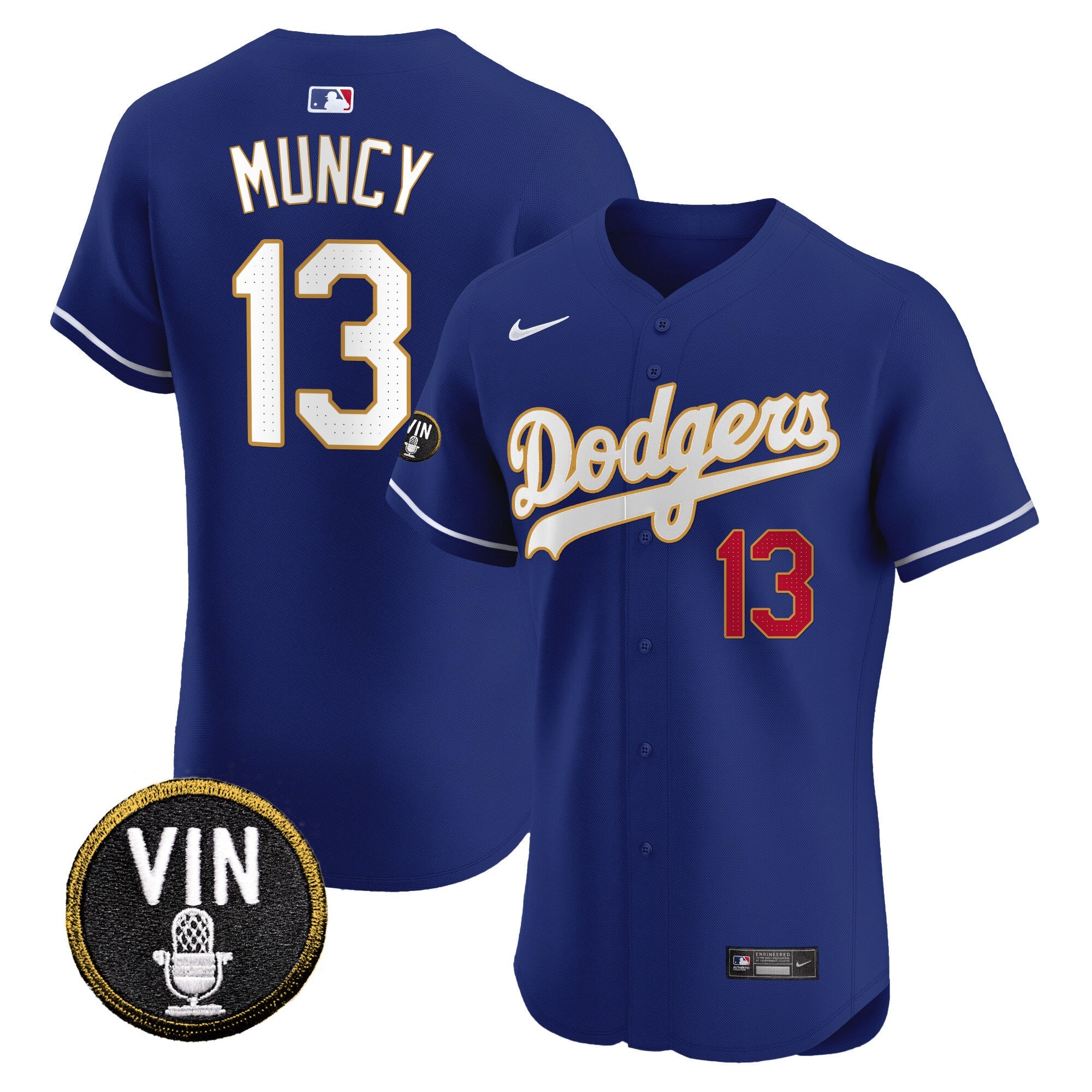 Men’s Vin Scully Patch Gold Trim Vapor Premier Elite Jersey