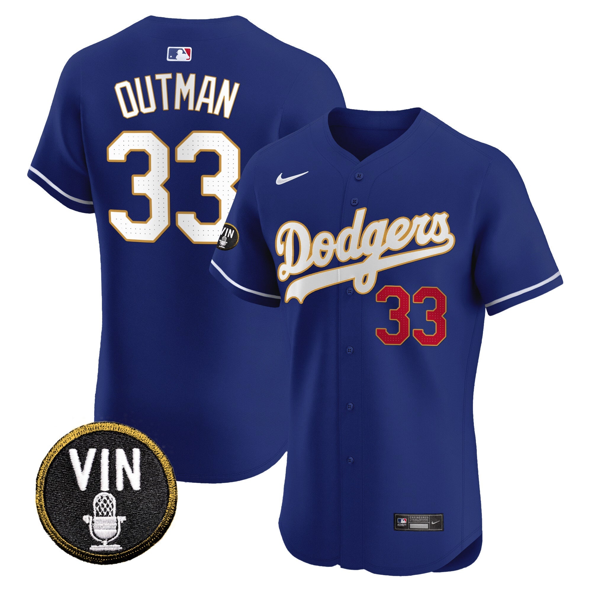 Men’s Vin Scully Patch Gold Trim Vapor Premier Elite Jersey