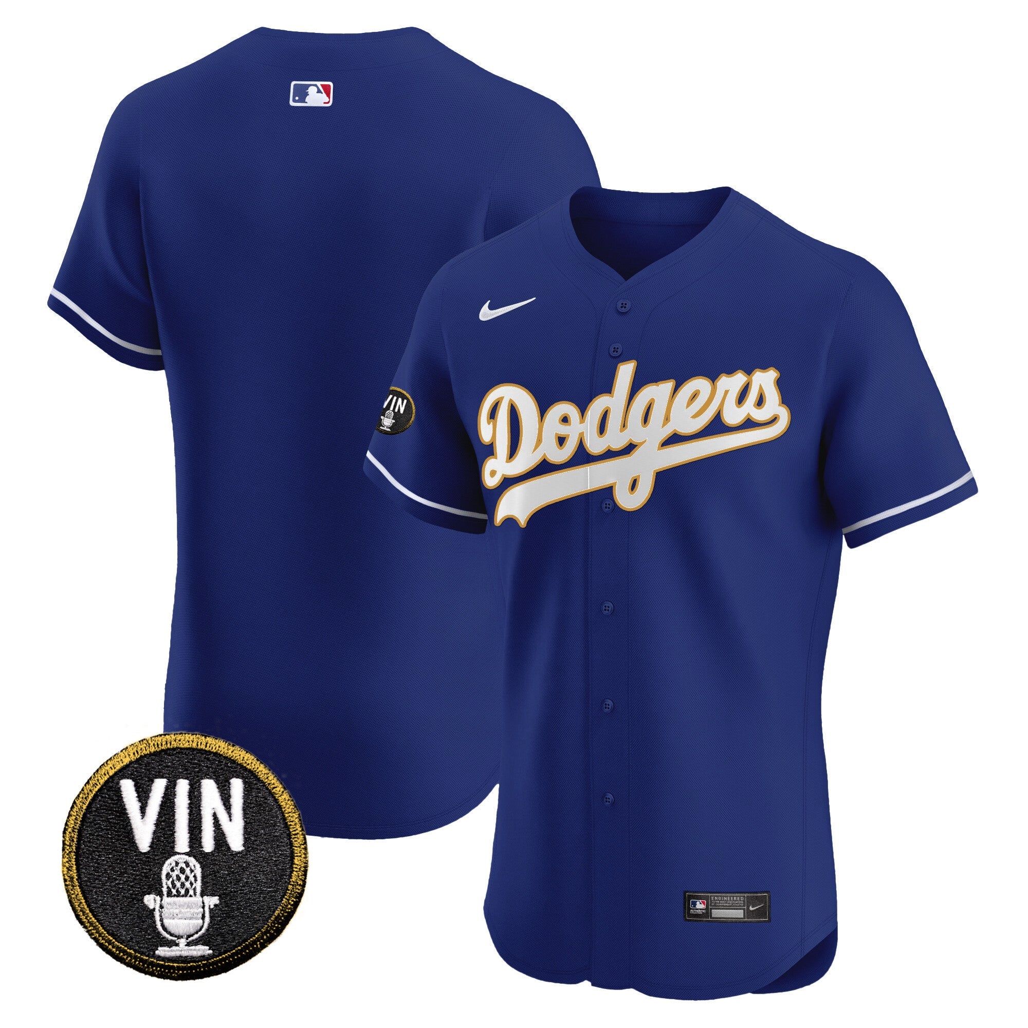 Men’s Vin Scully Patch Gold Trim Vapor Premier Elite Jersey
