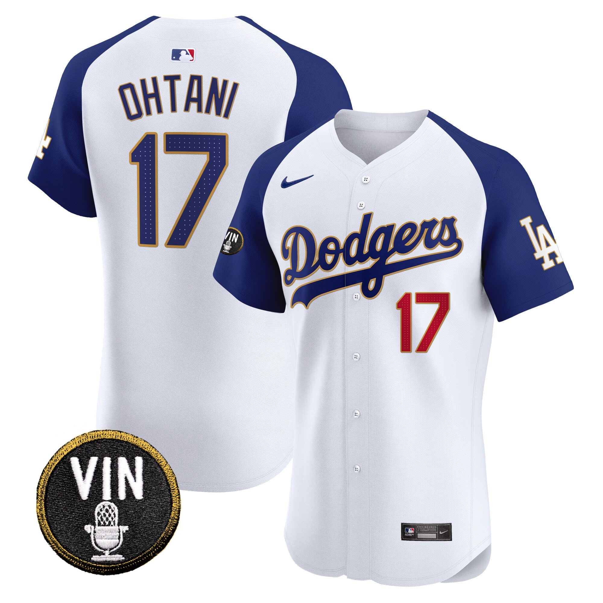 Men’s Vin Scully Patch Gold Trim Vapor Premier Elite Jersey