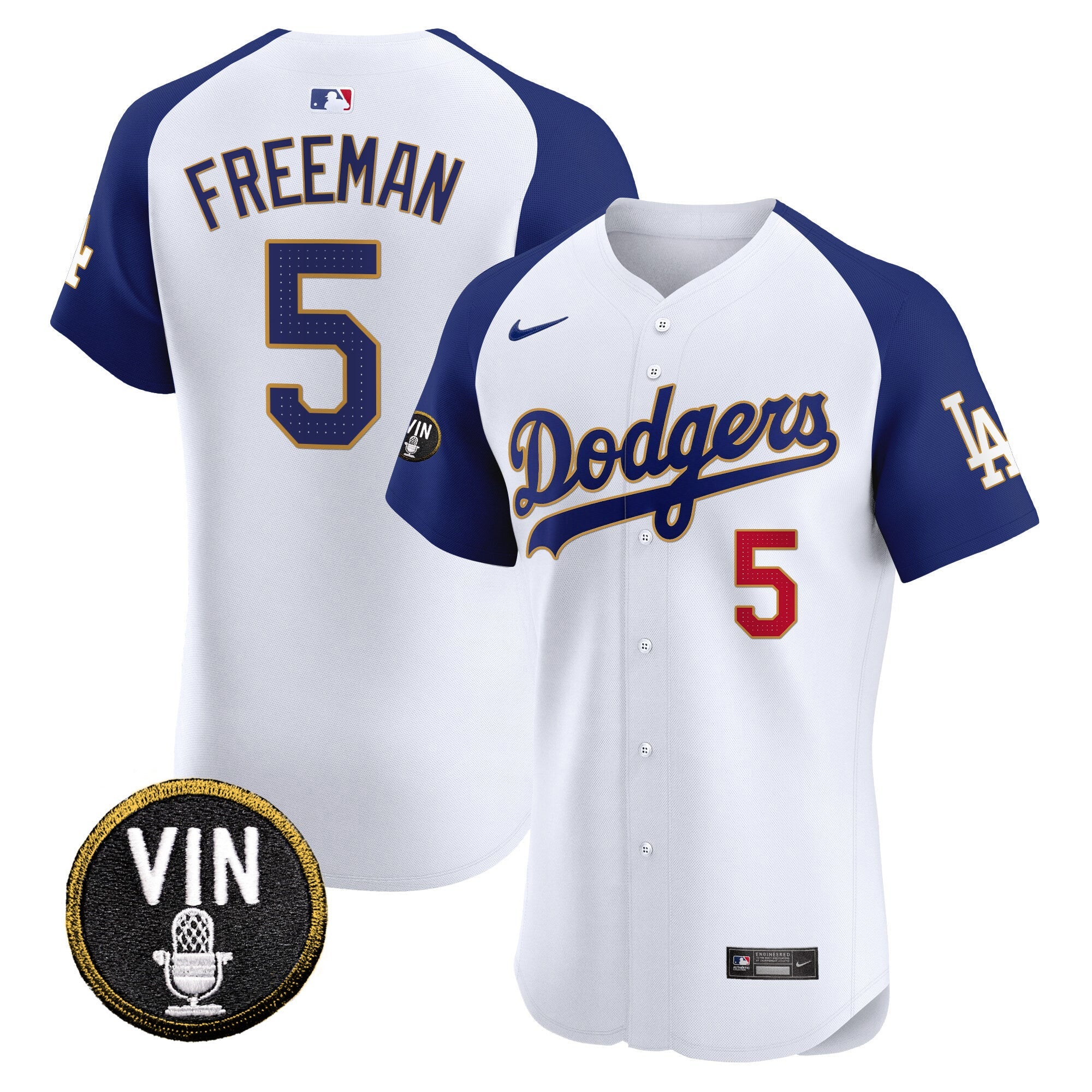 Men’s Vin Scully Patch Gold Trim Vapor Premier Elite Jersey