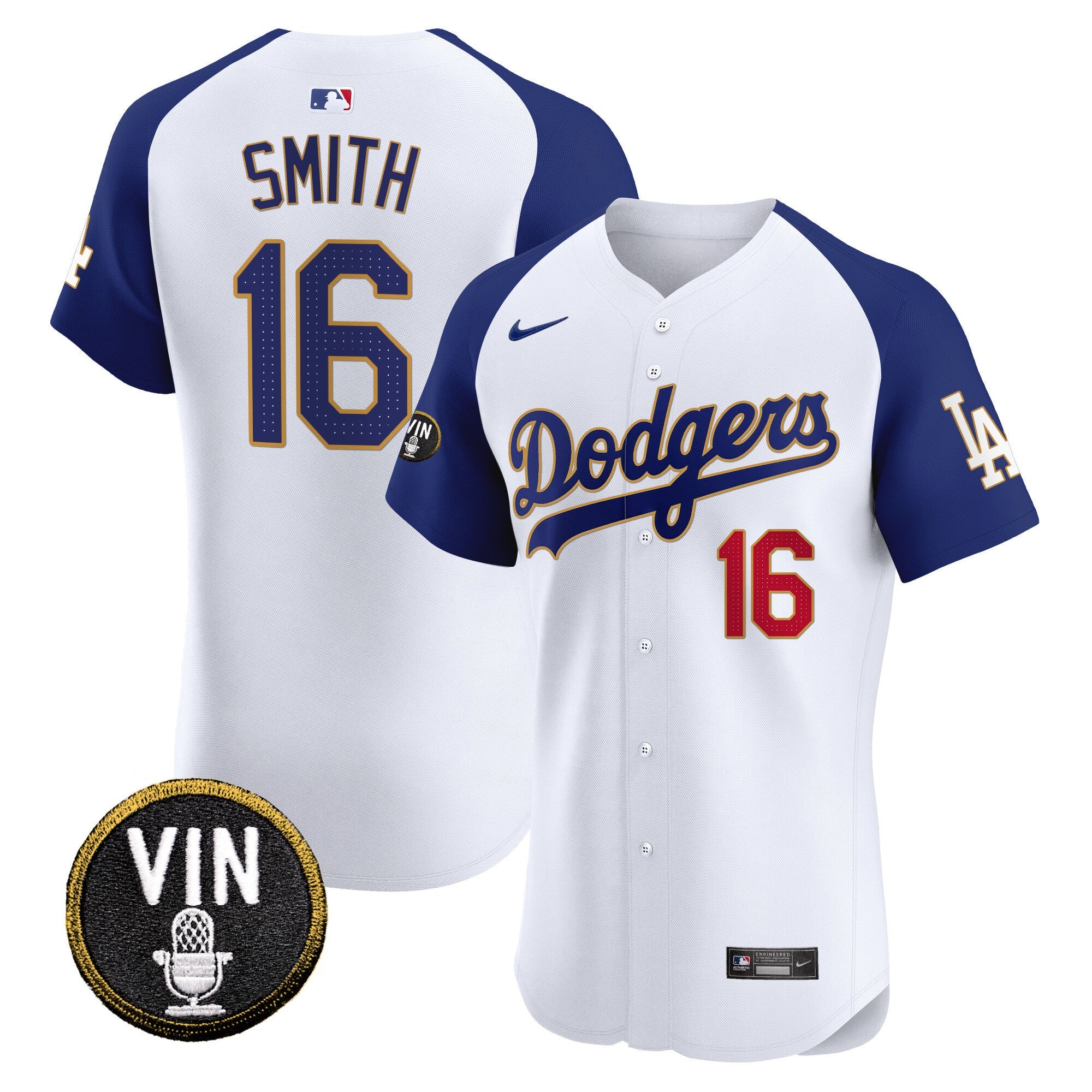 Men’s Vin Scully Patch Gold Trim Vapor Premier Elite Jersey
