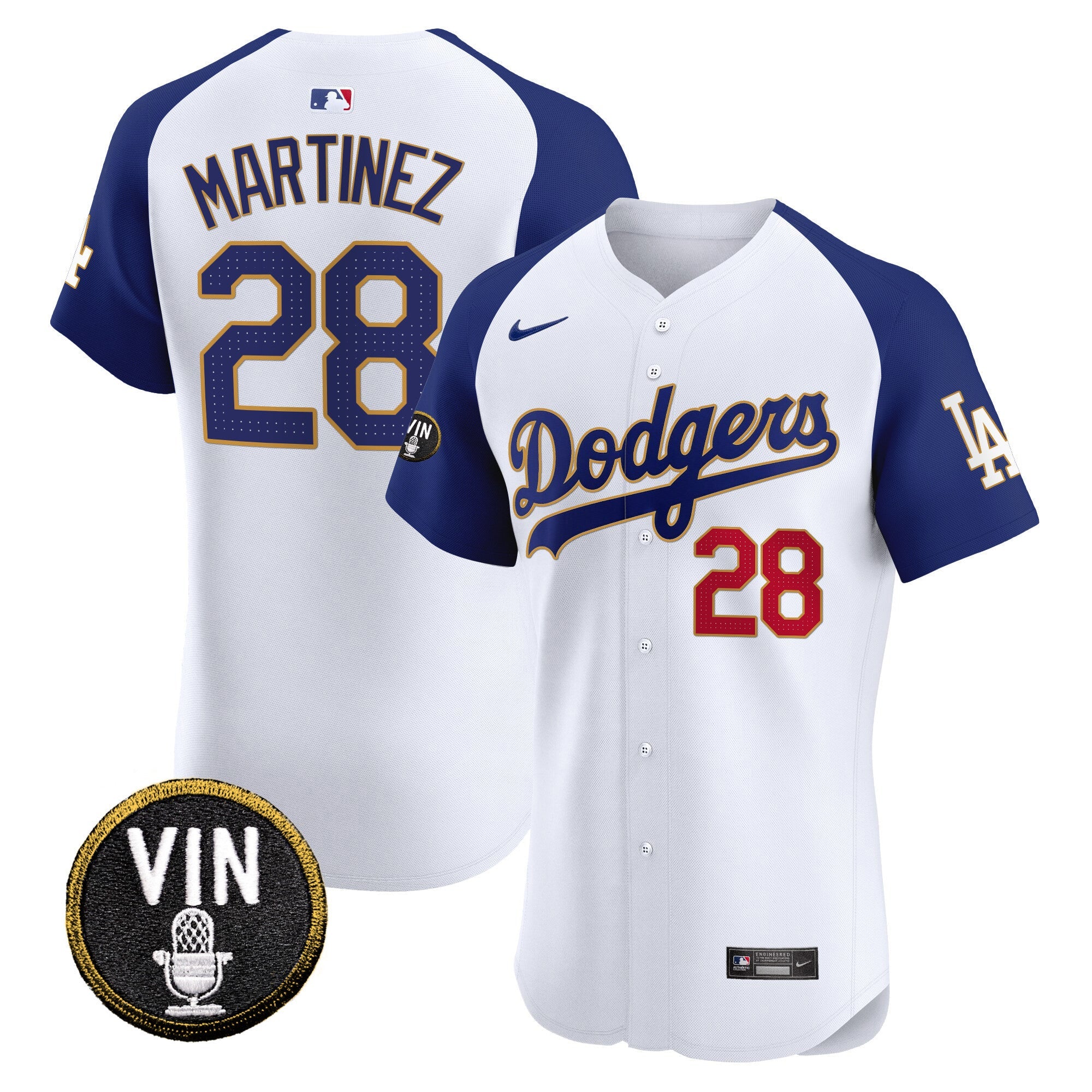 Men’s Vin Scully Patch Gold Trim Vapor Premier Elite Jersey