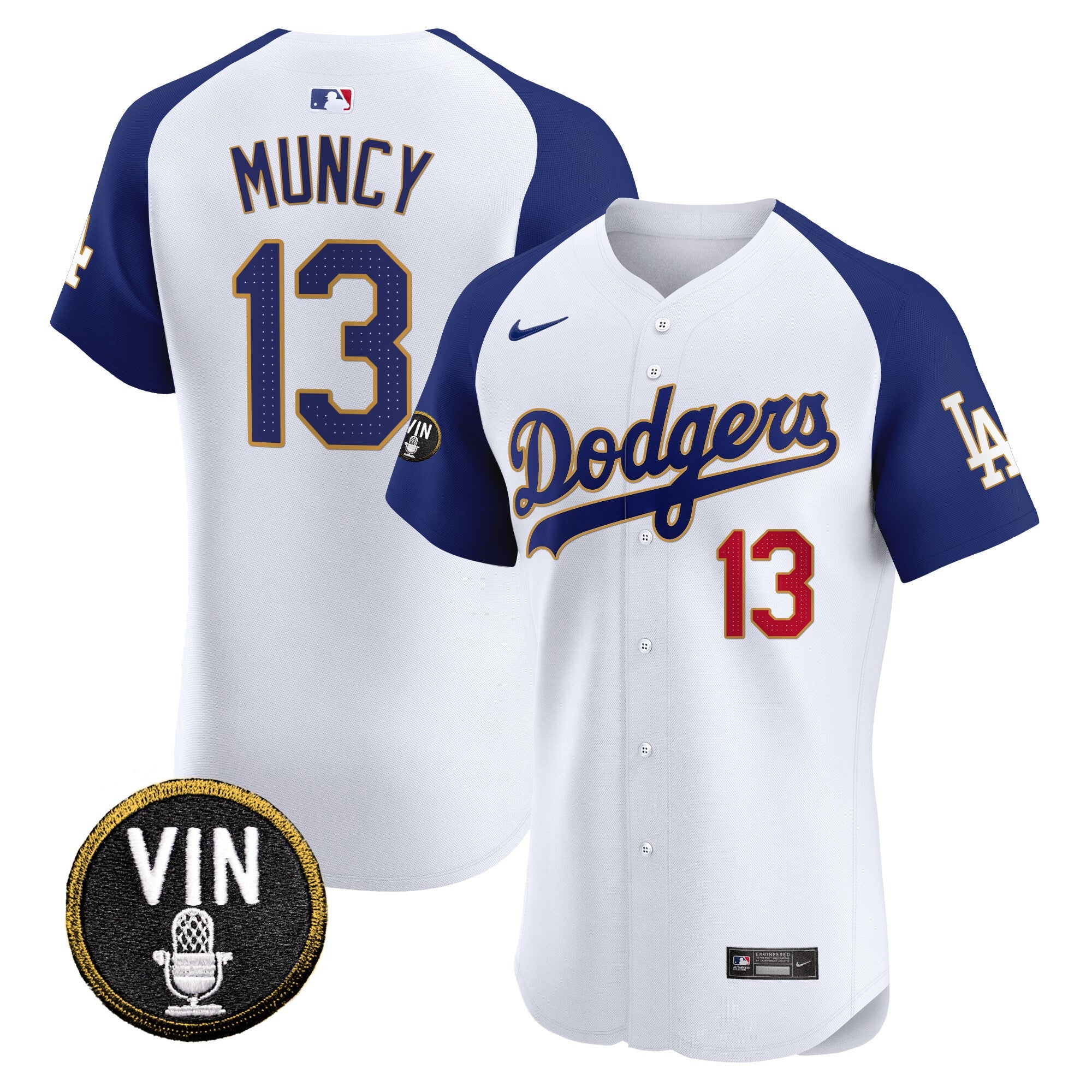 Men’s Vin Scully Patch Gold Trim Vapor Premier Elite Jersey