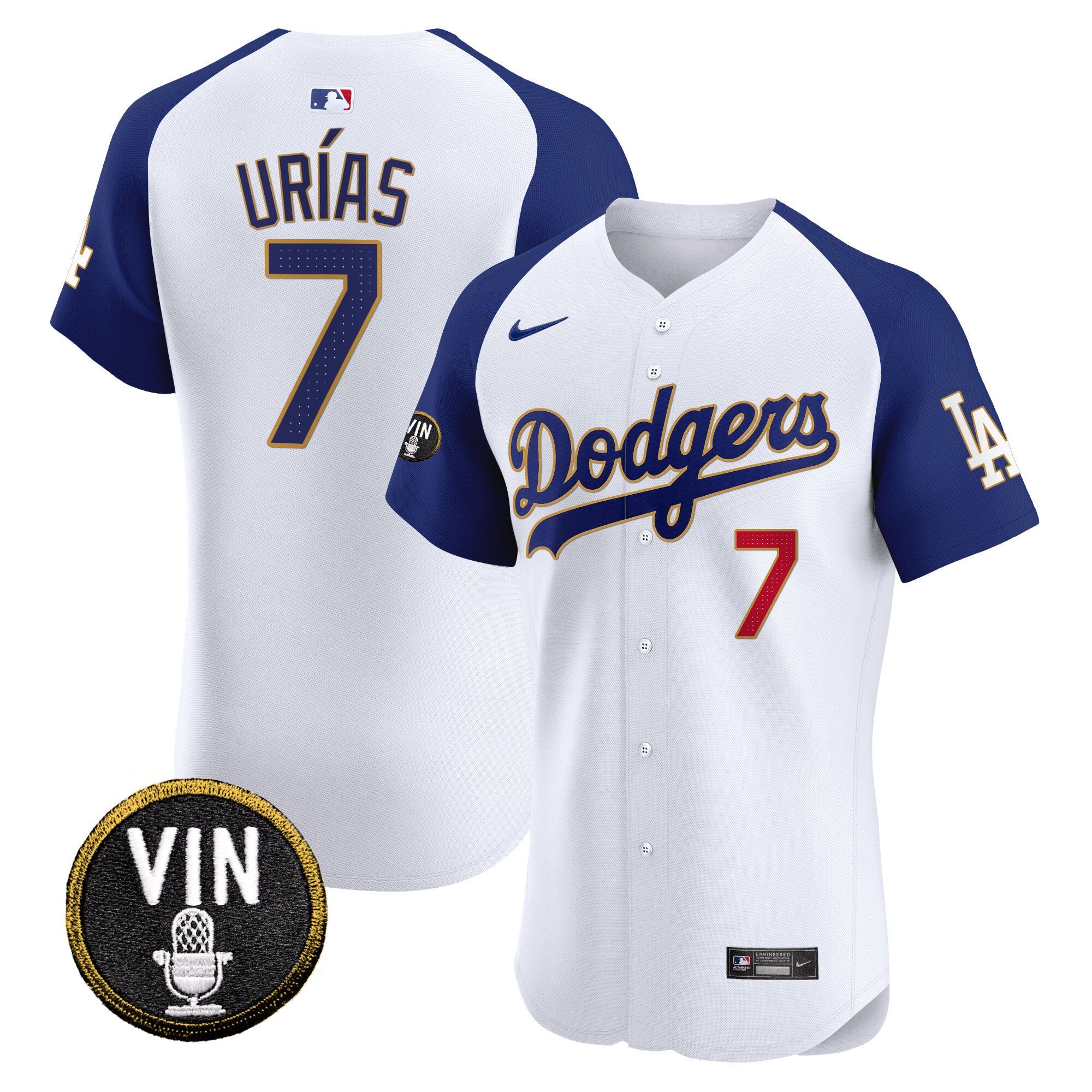 Men’s Vin Scully Patch Gold Trim Vapor Premier Elite Jersey