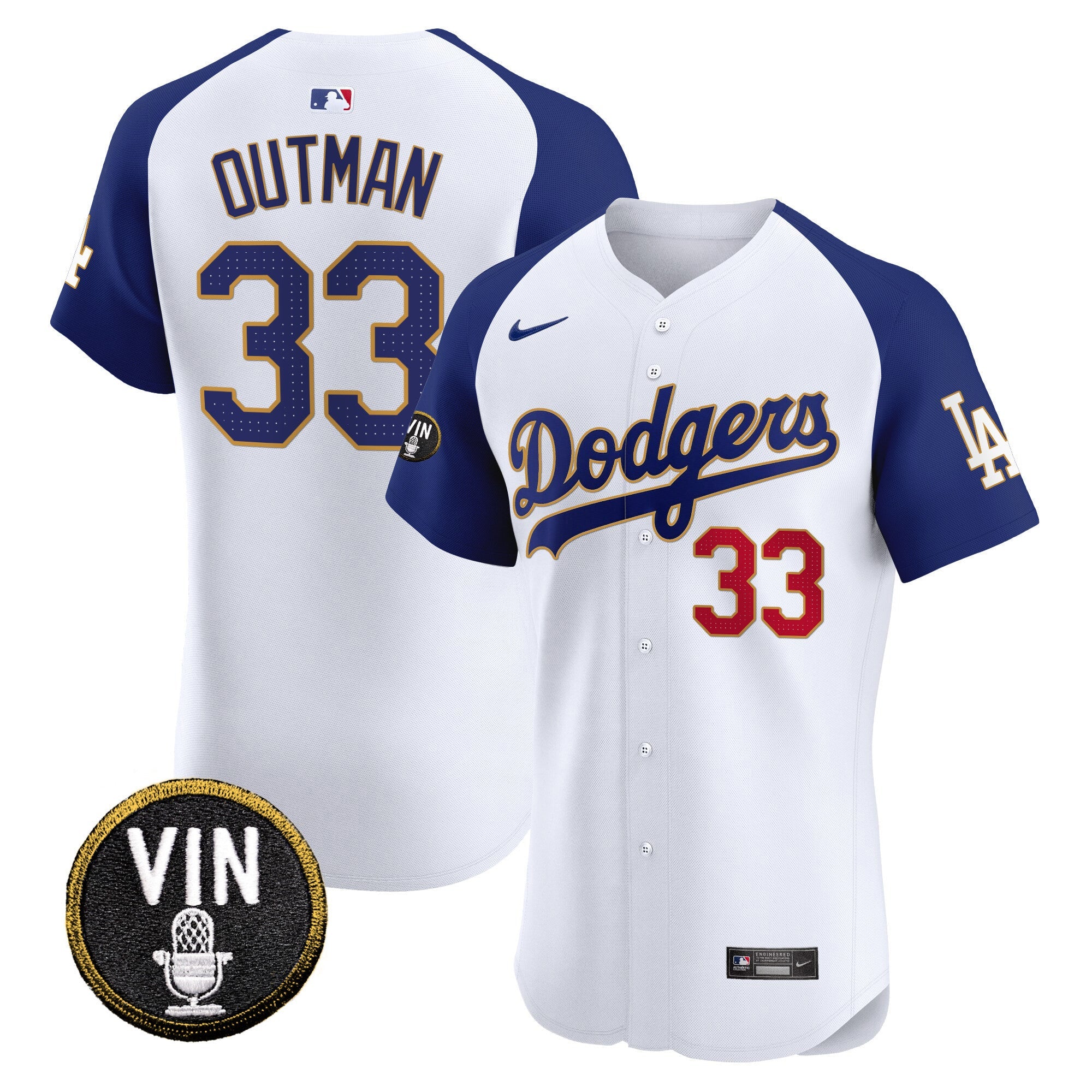 Men’s Vin Scully Patch Gold Trim Vapor Premier Elite Jersey