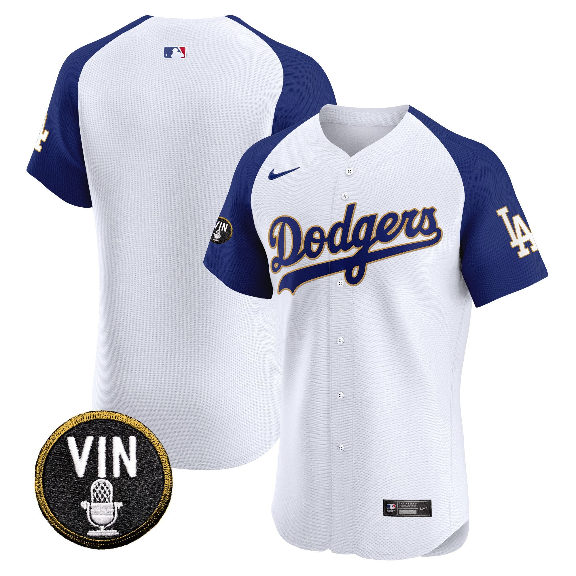 Men’s Vin Scully Patch Gold Trim Vapor Premier Elite Jersey