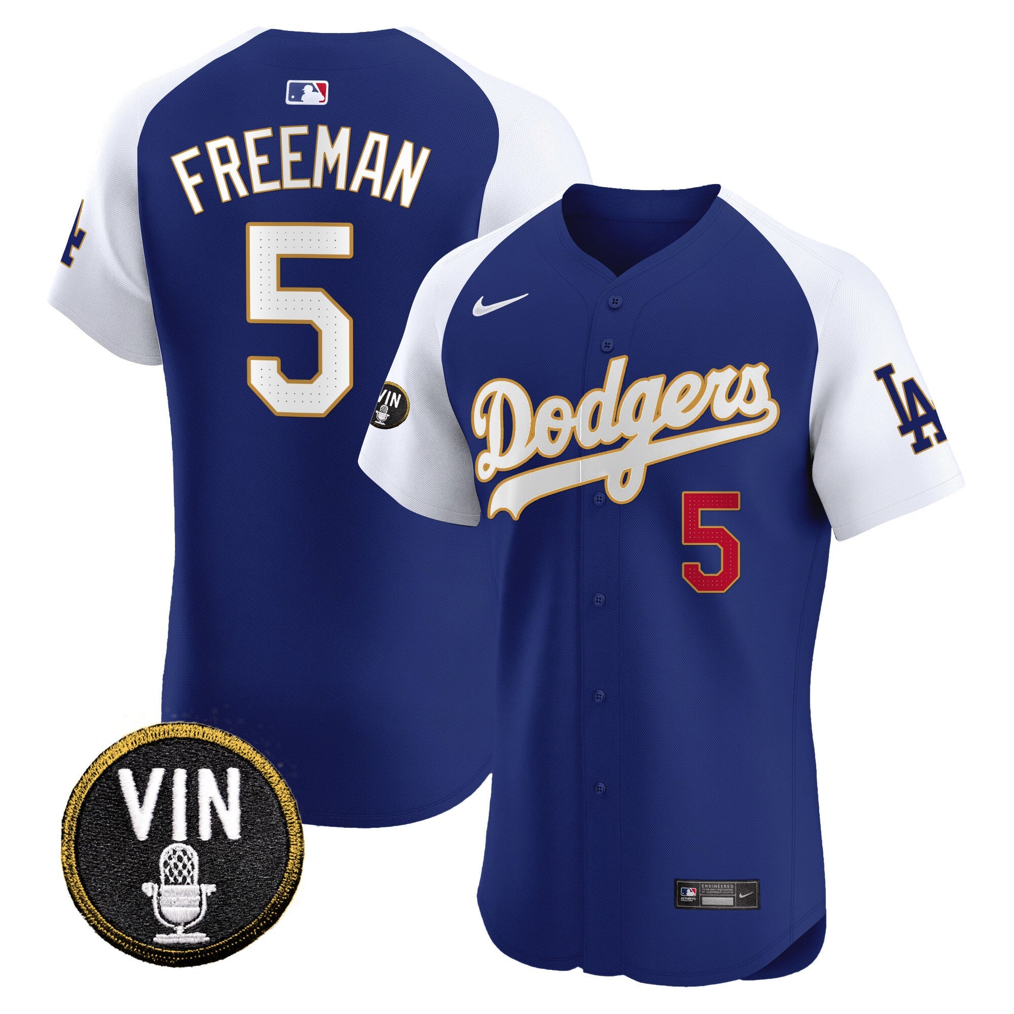 Men’s Vin Scully Patch Gold Trim Vapor Premier Elite Jersey