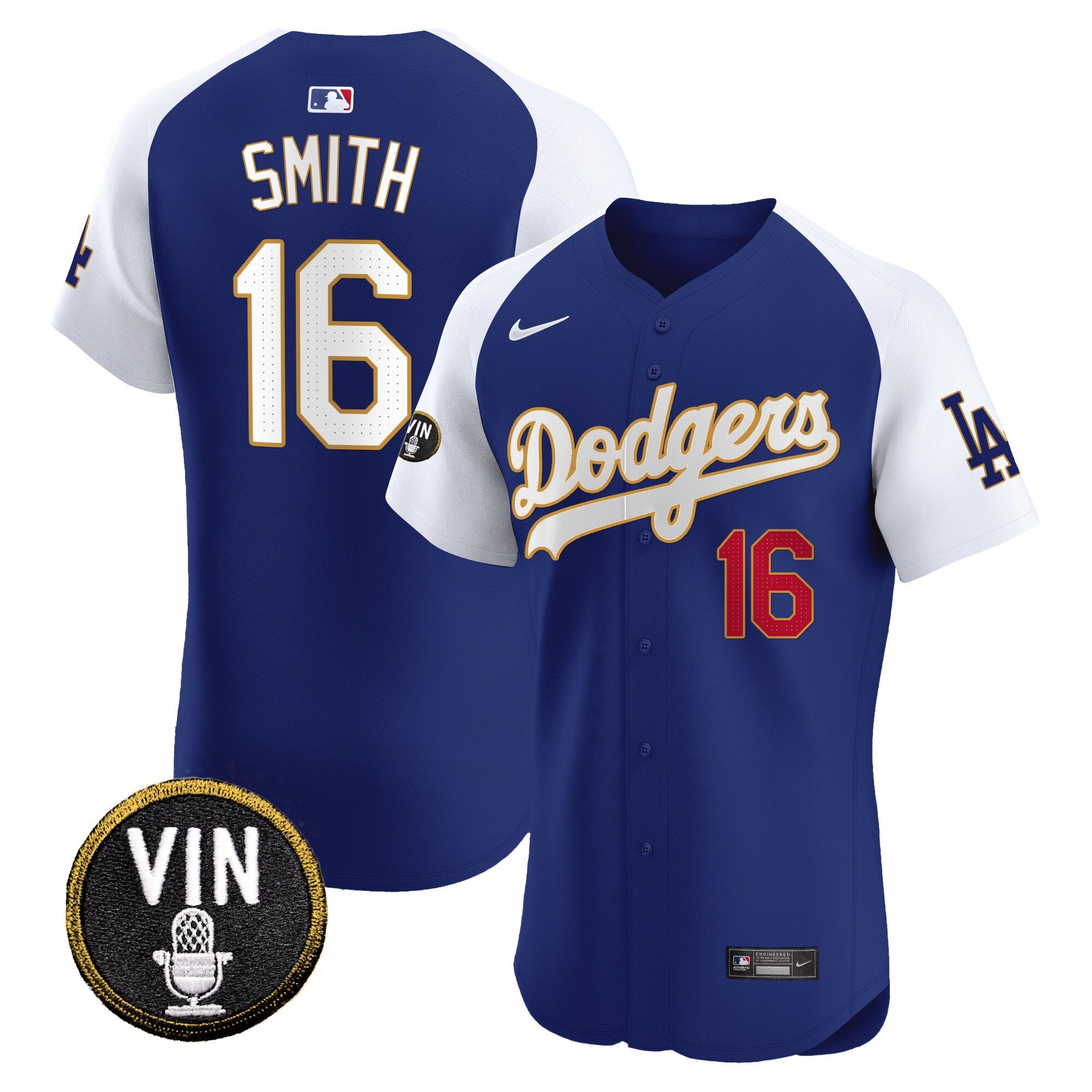 Men’s Vin Scully Patch Gold Trim Vapor Premier Elite Jersey