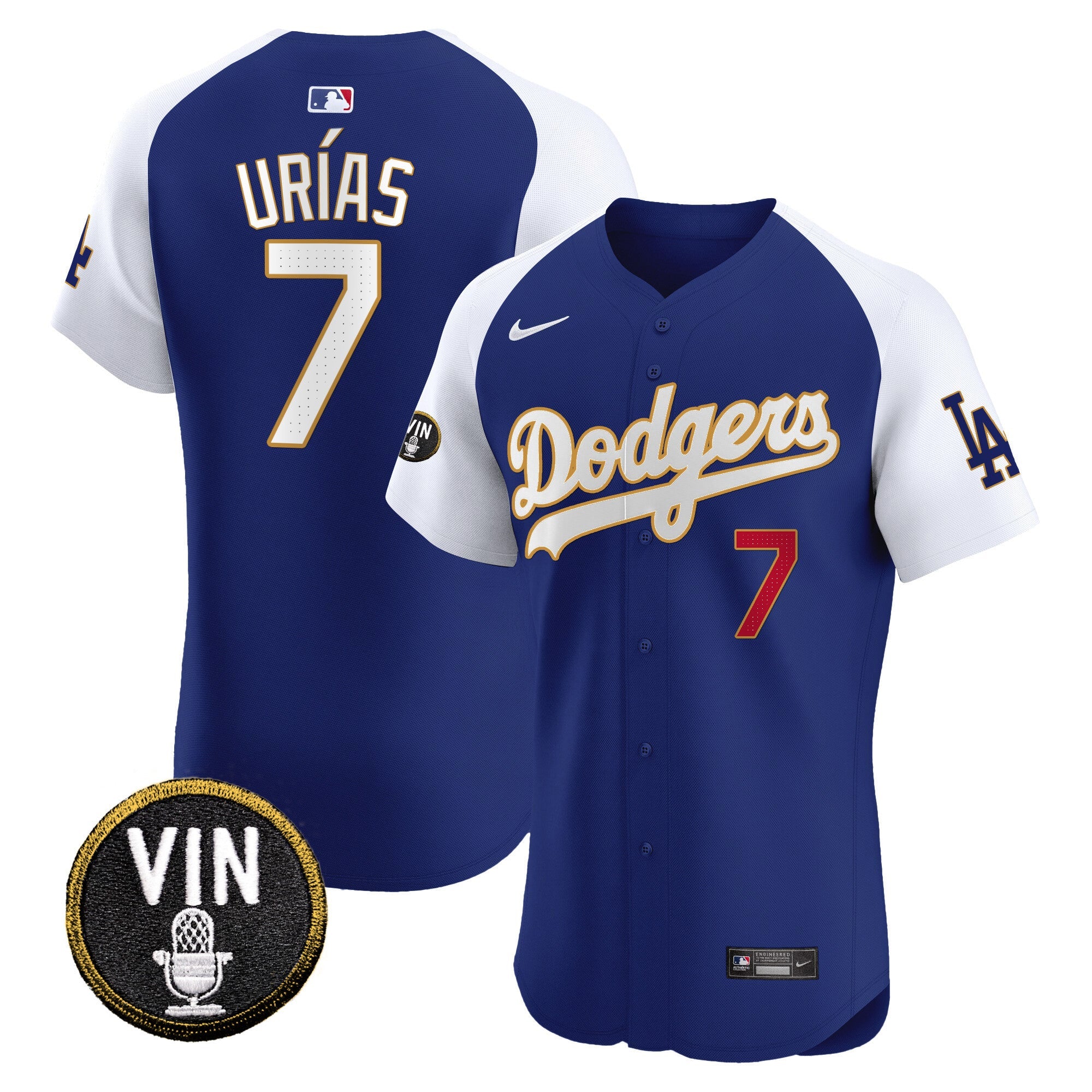 Men’s Vin Scully Patch Gold Trim Vapor Premier Elite Jersey