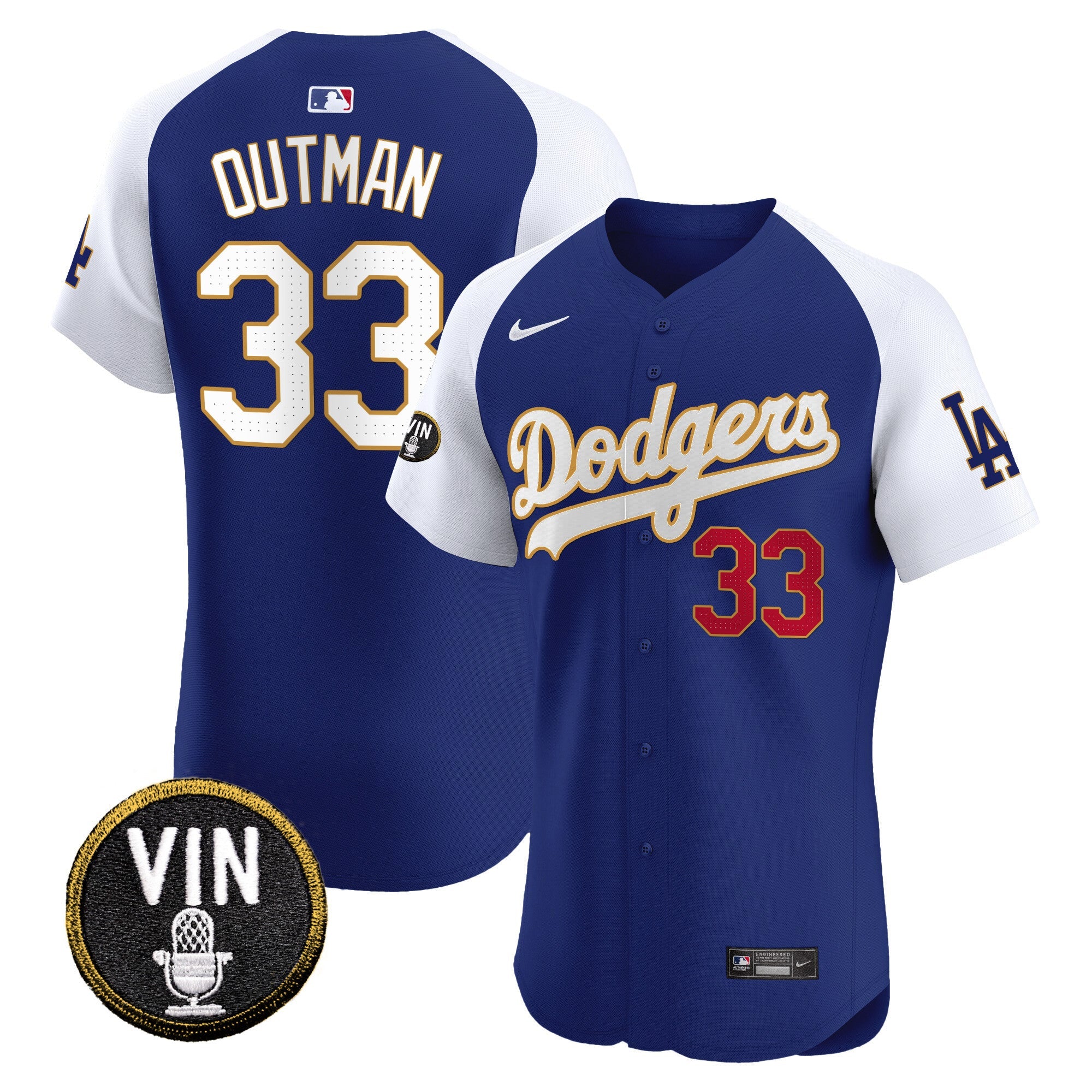 Men’s Vin Scully Patch Gold Trim Vapor Premier Elite Jersey