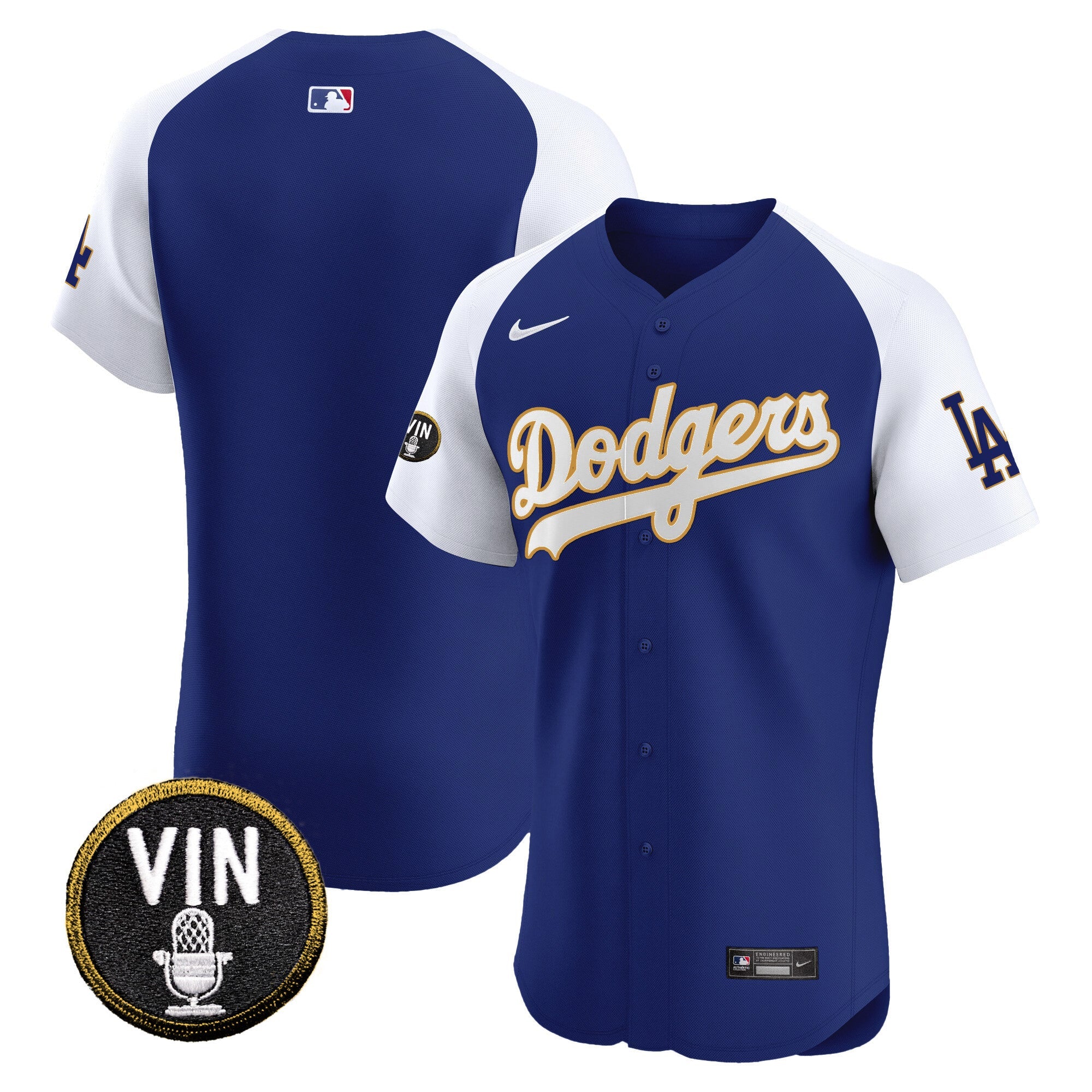 Men’s Vin Scully Patch Gold Trim Vapor Premier Elite Jersey
