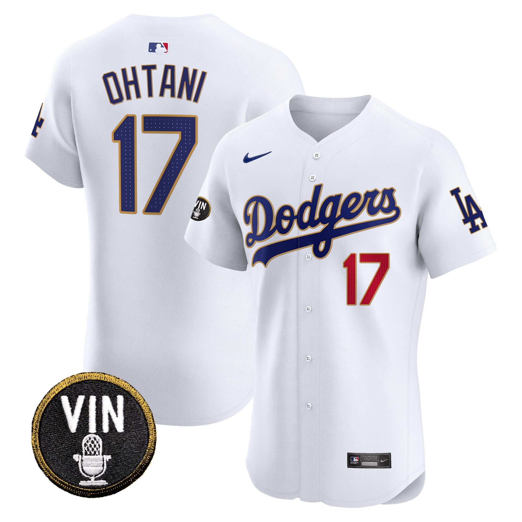 Men’s Vin Scully Patch Gold Trim Vapor Premier Elite Jersey