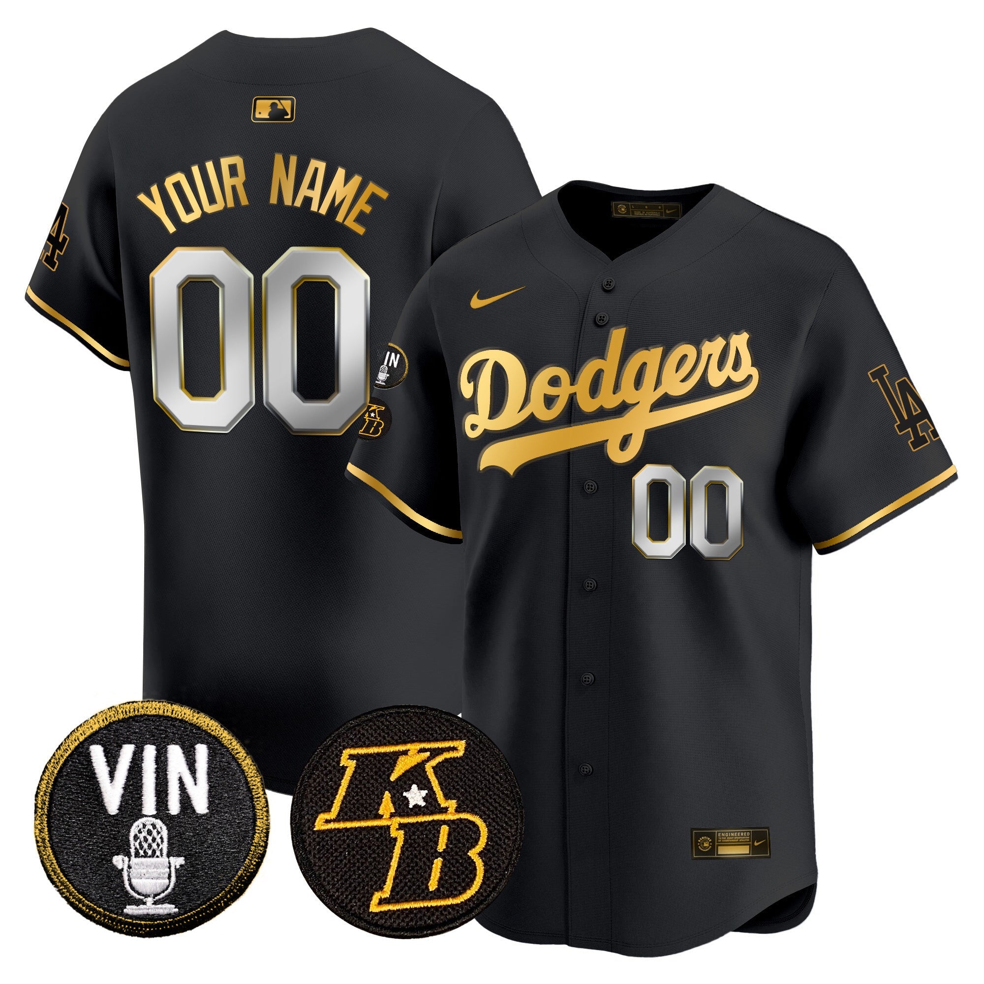 Vin & Kobe Patch Gold Trim Vapor Premier Limited Custom Jersey
