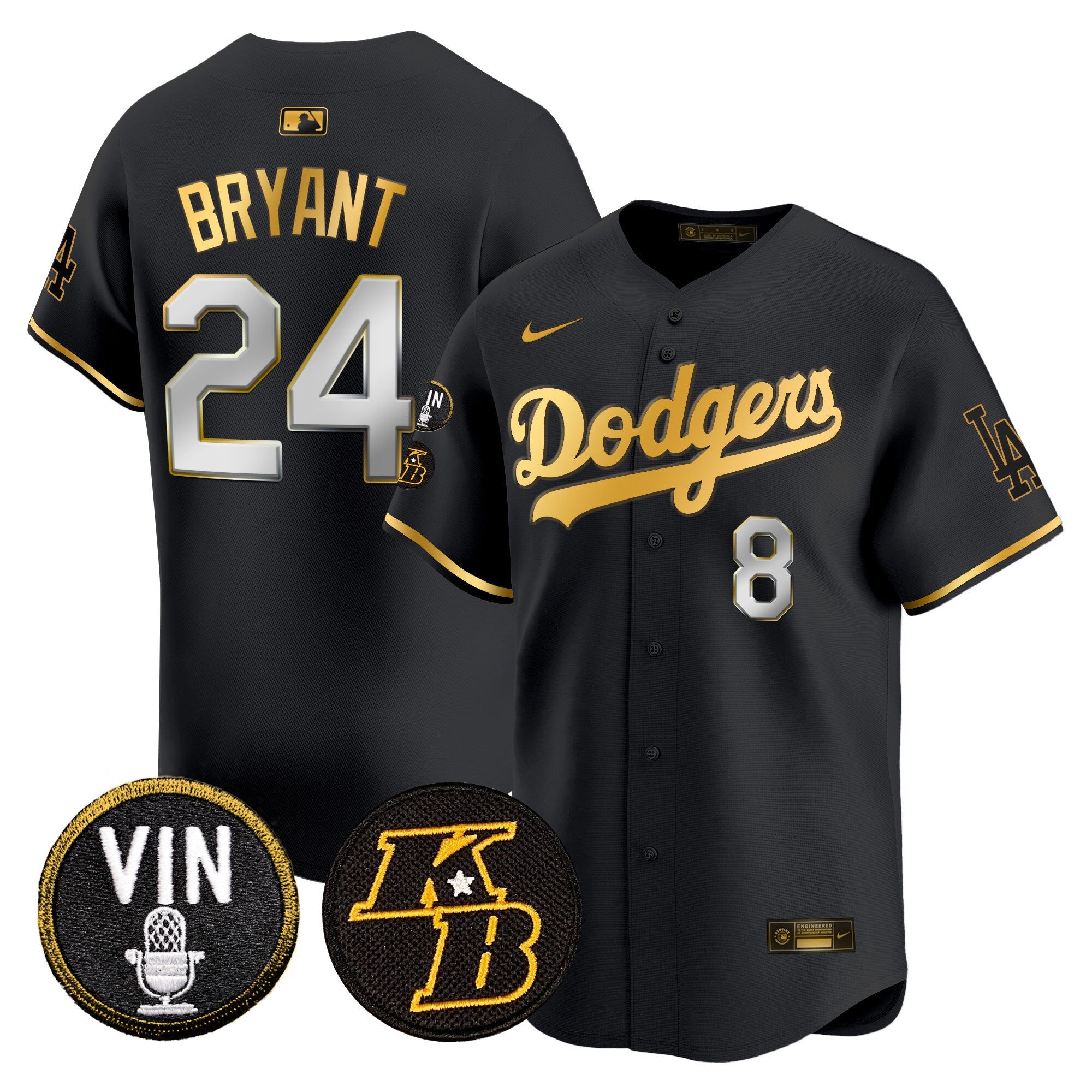 Men’s Vin & Kobe Patch Gold Trim Vapor Premier Limited Jersey