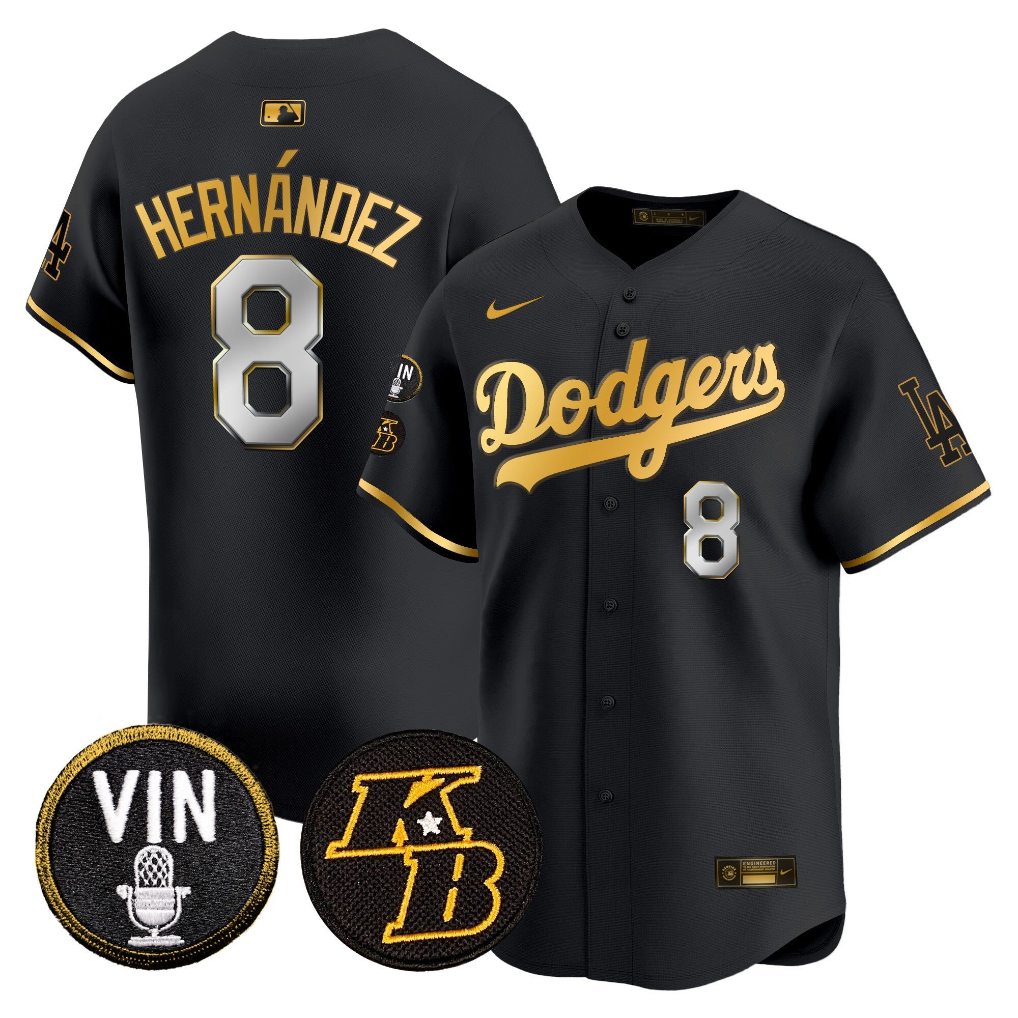 Men’s Vin & Kobe Patch Gold Trim Vapor Premier Limited Jersey