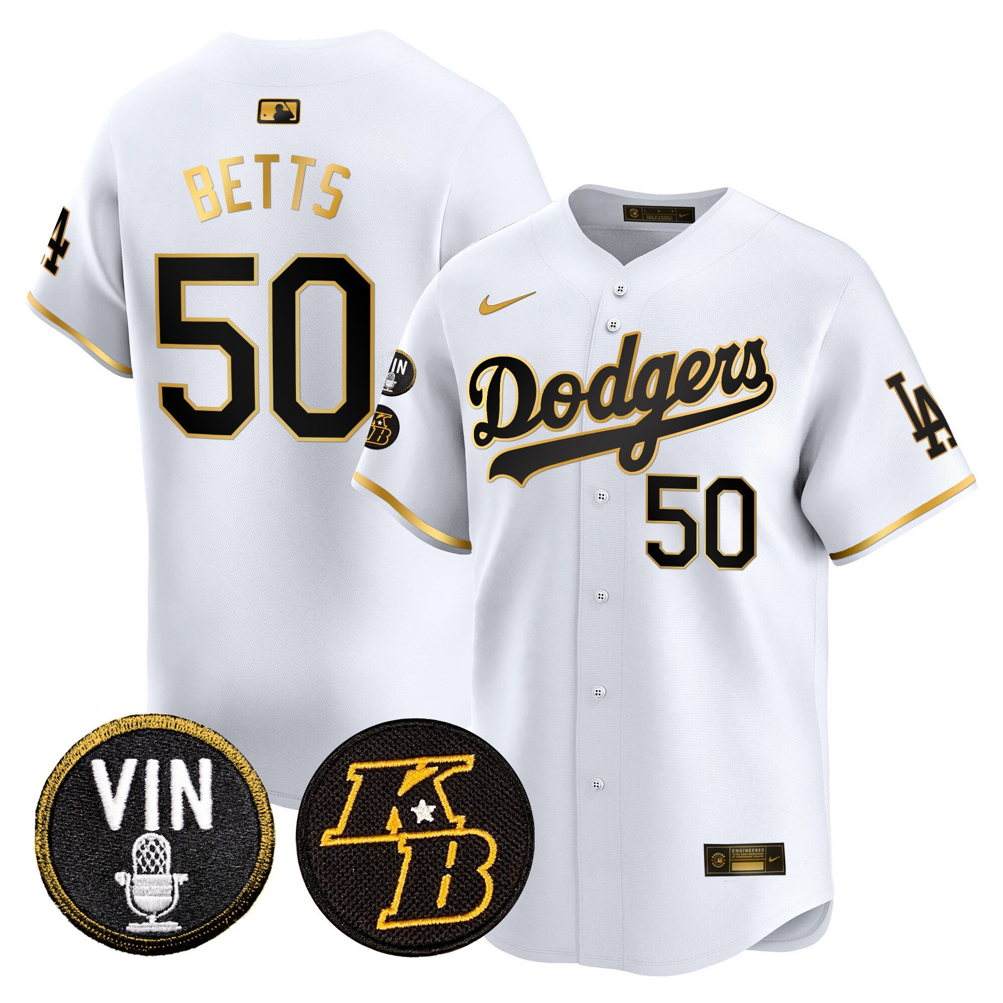 Men’s Vin & Kobe Patch Gold Trim Vapor Premier Limited Jersey