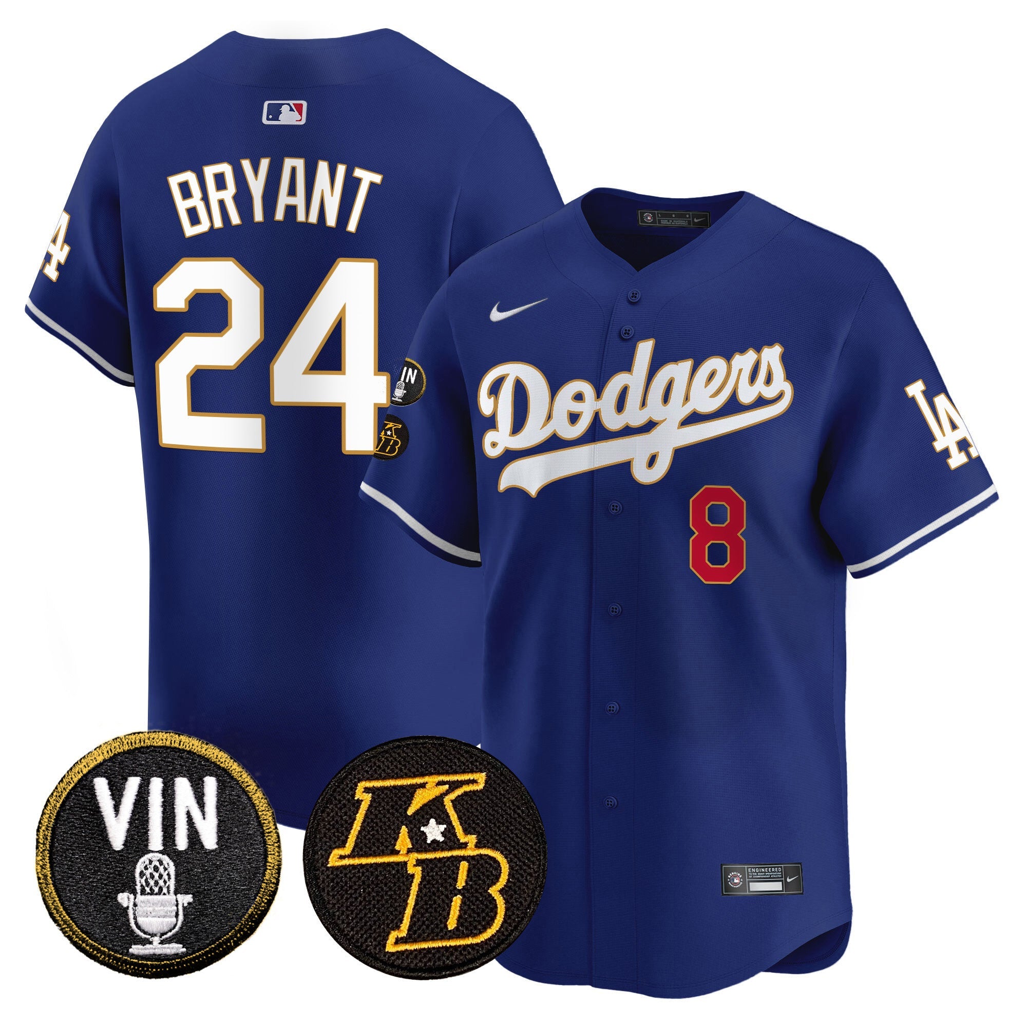 Men’s Vin & Kobe Patch Gold Trim Vapor Premier Limited Jersey