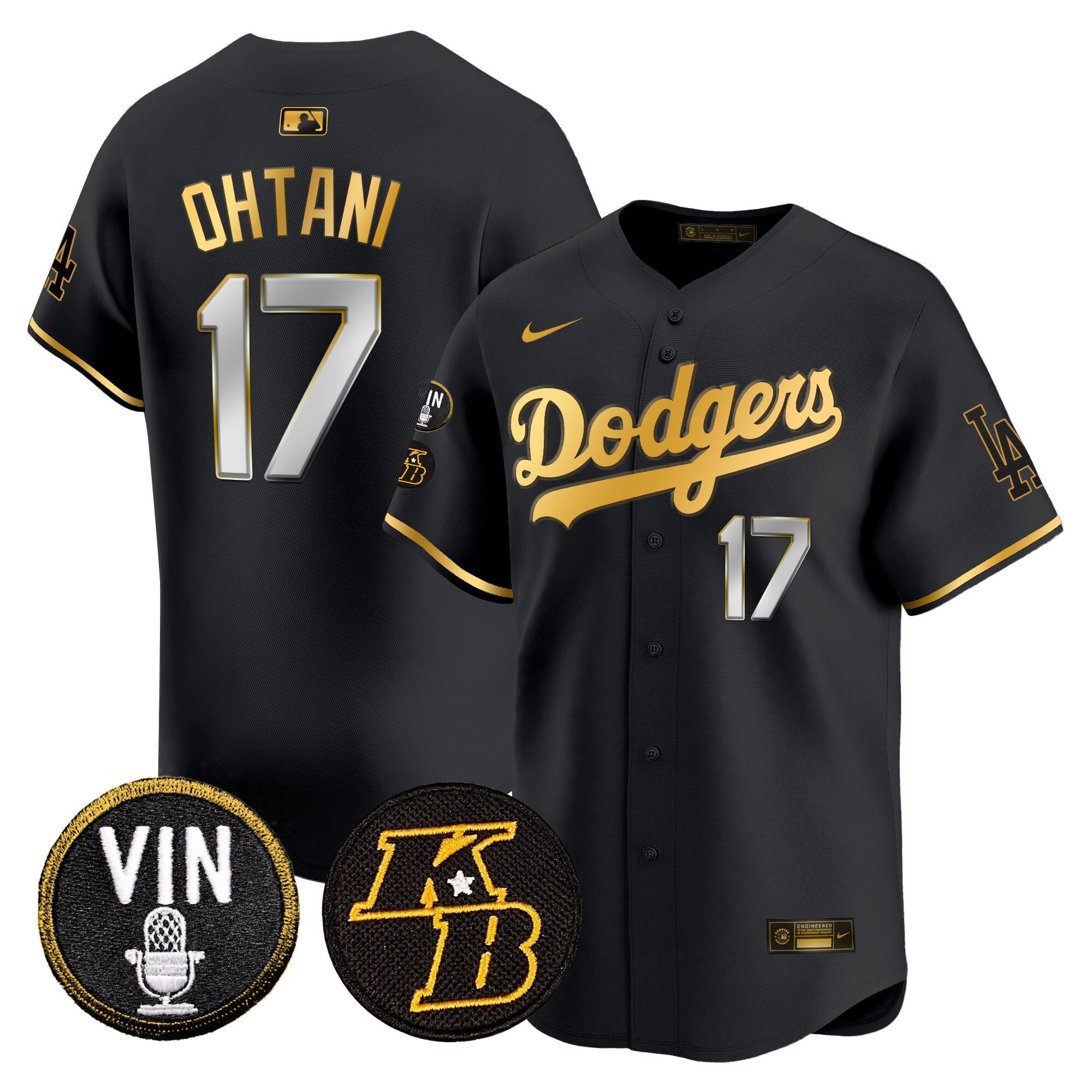 Men’s Vin & Kobe Patch Gold Trim Vapor Premier Limited Jersey