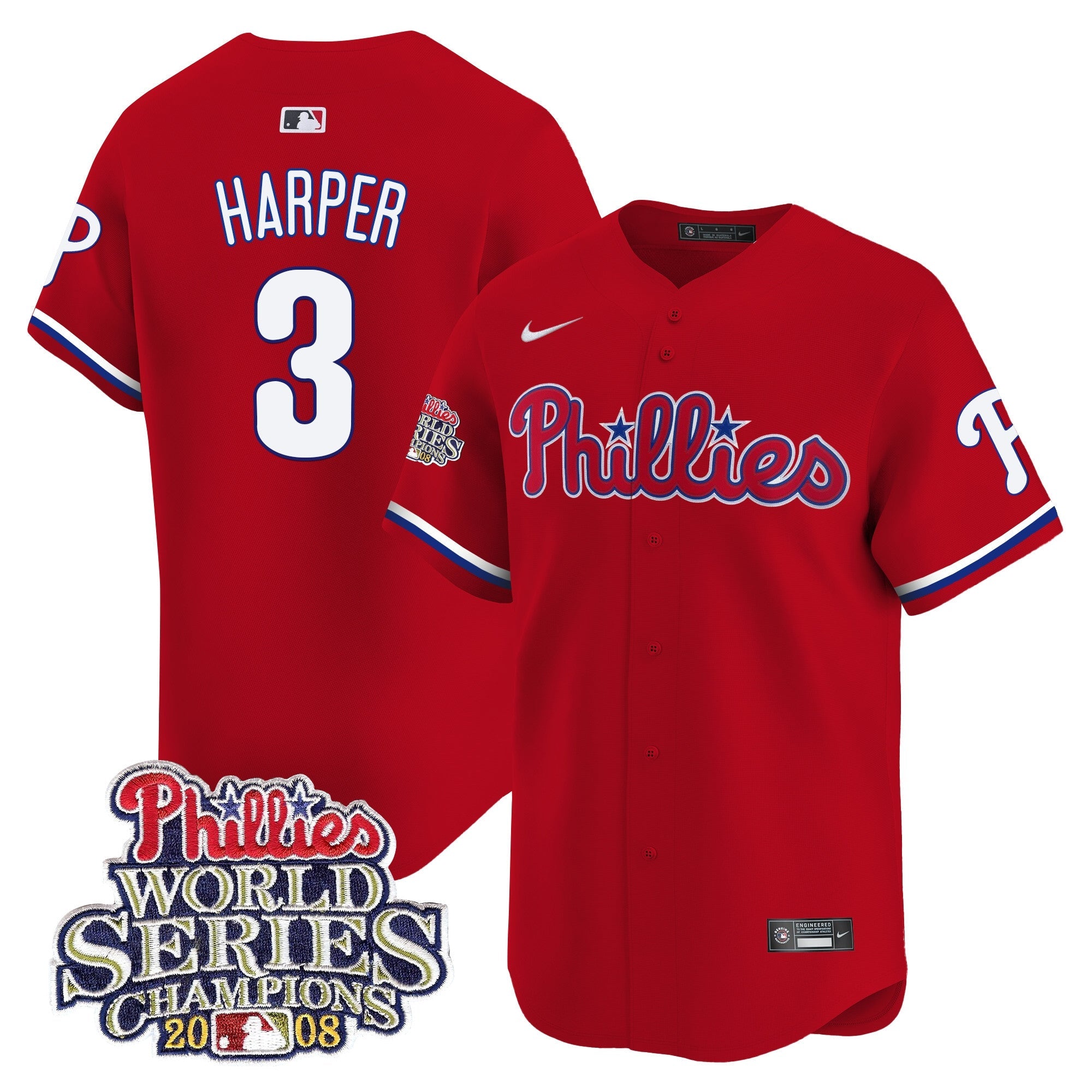Men’s 2008 World Series Champions Patch Vapor Premier Limited Jersey