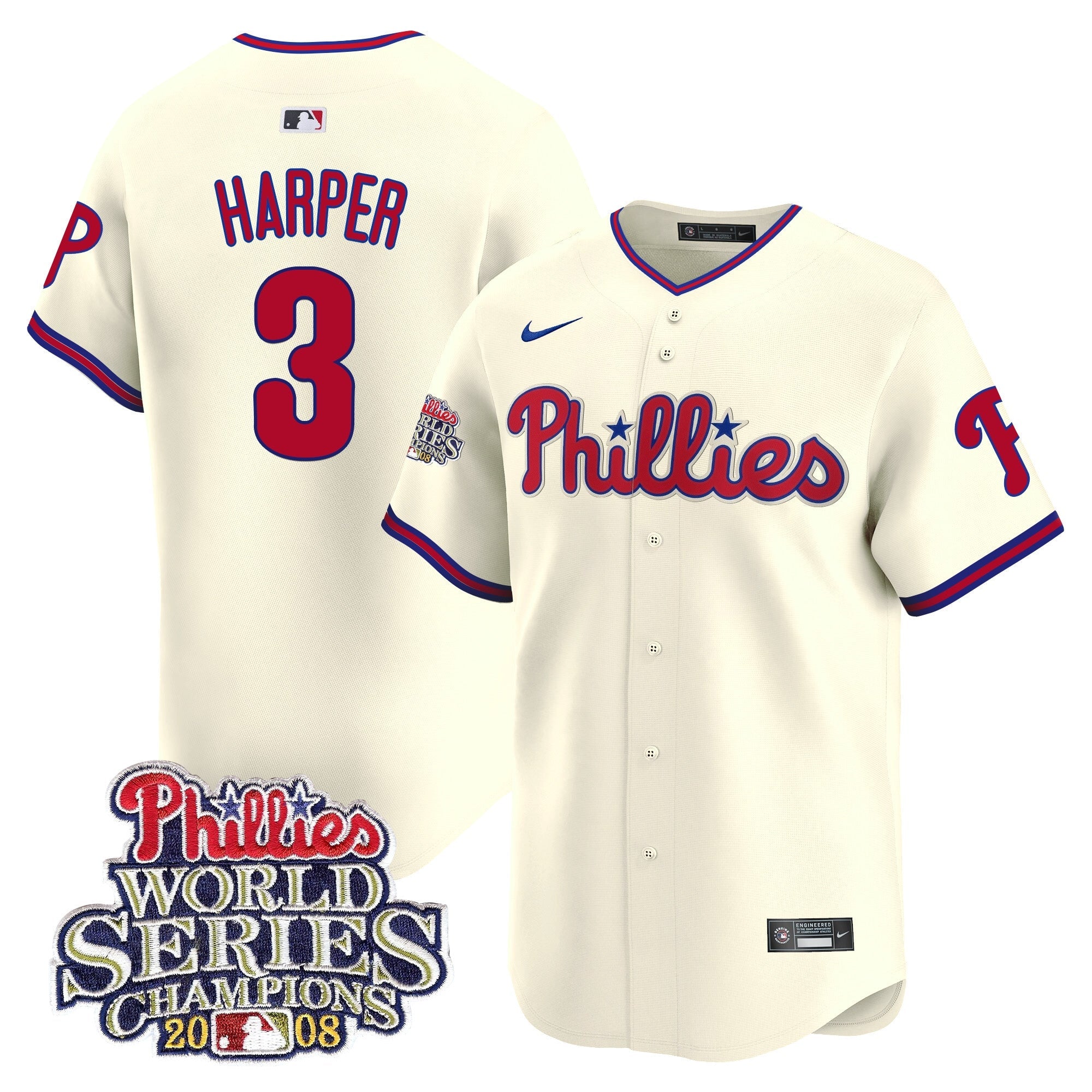 Men’s 2008 World Series Champions Patch Vapor Premier Limited Jersey