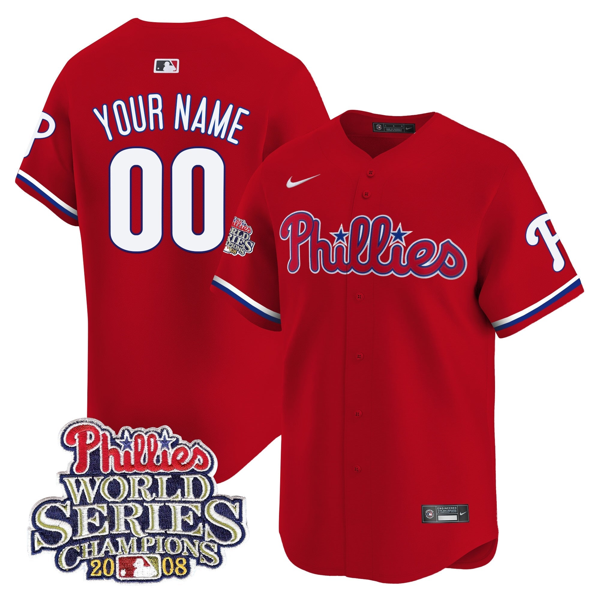 2008 World Series Champions Patch Vapor Premier Limited Custom Jersey