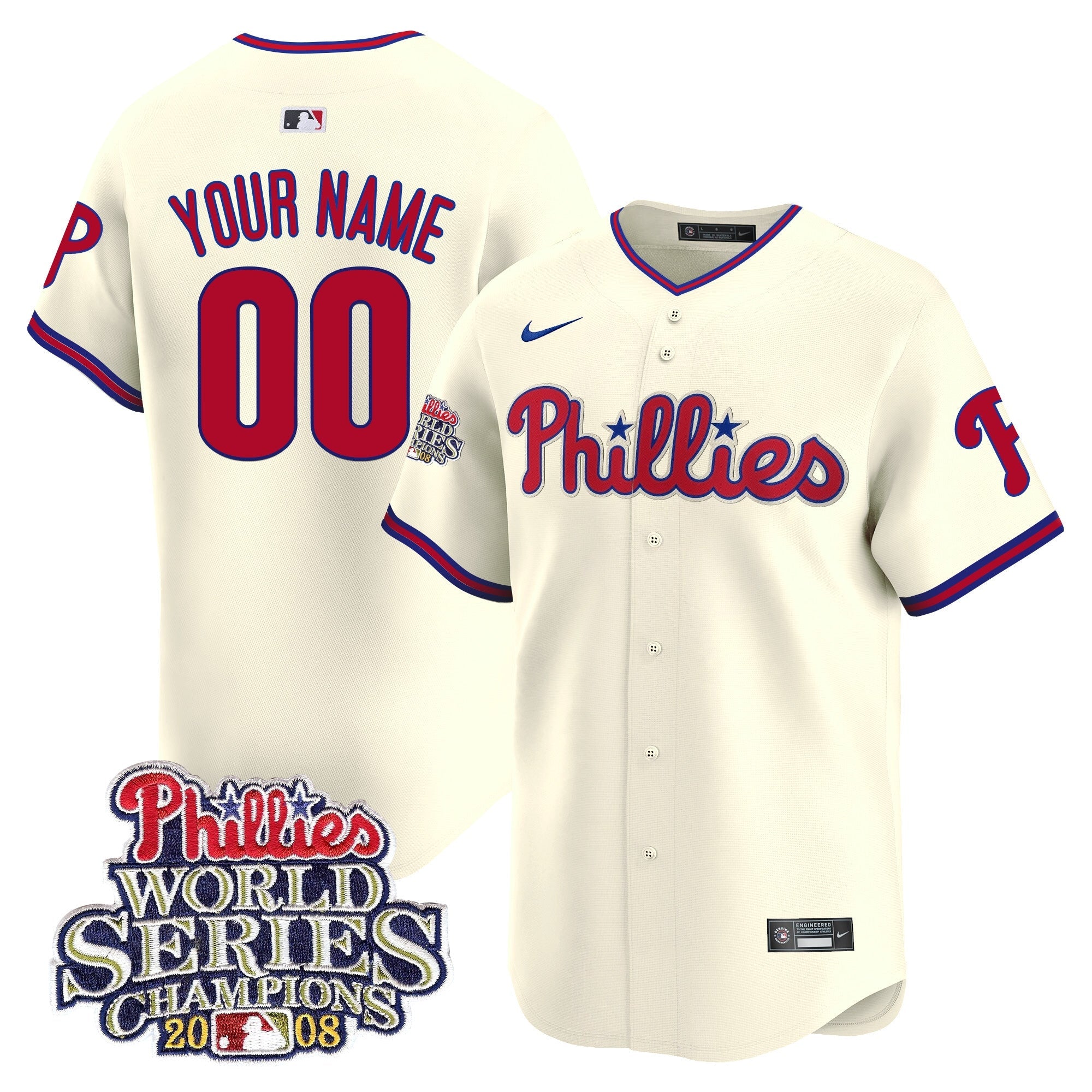 2008 World Series Champions Patch Vapor Premier Limited Custom Jersey