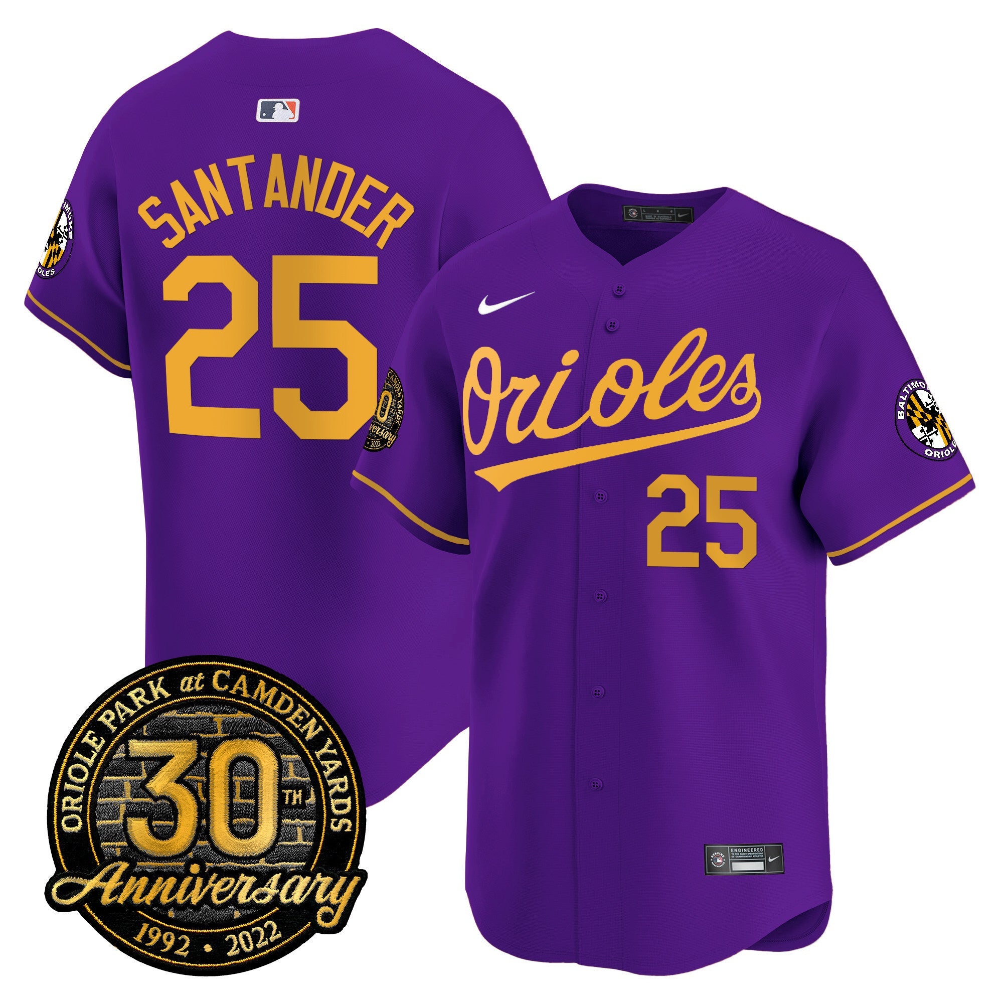Men’s Camden Yards 30th Anniversary Patch Vapor Premier Limited Jersey