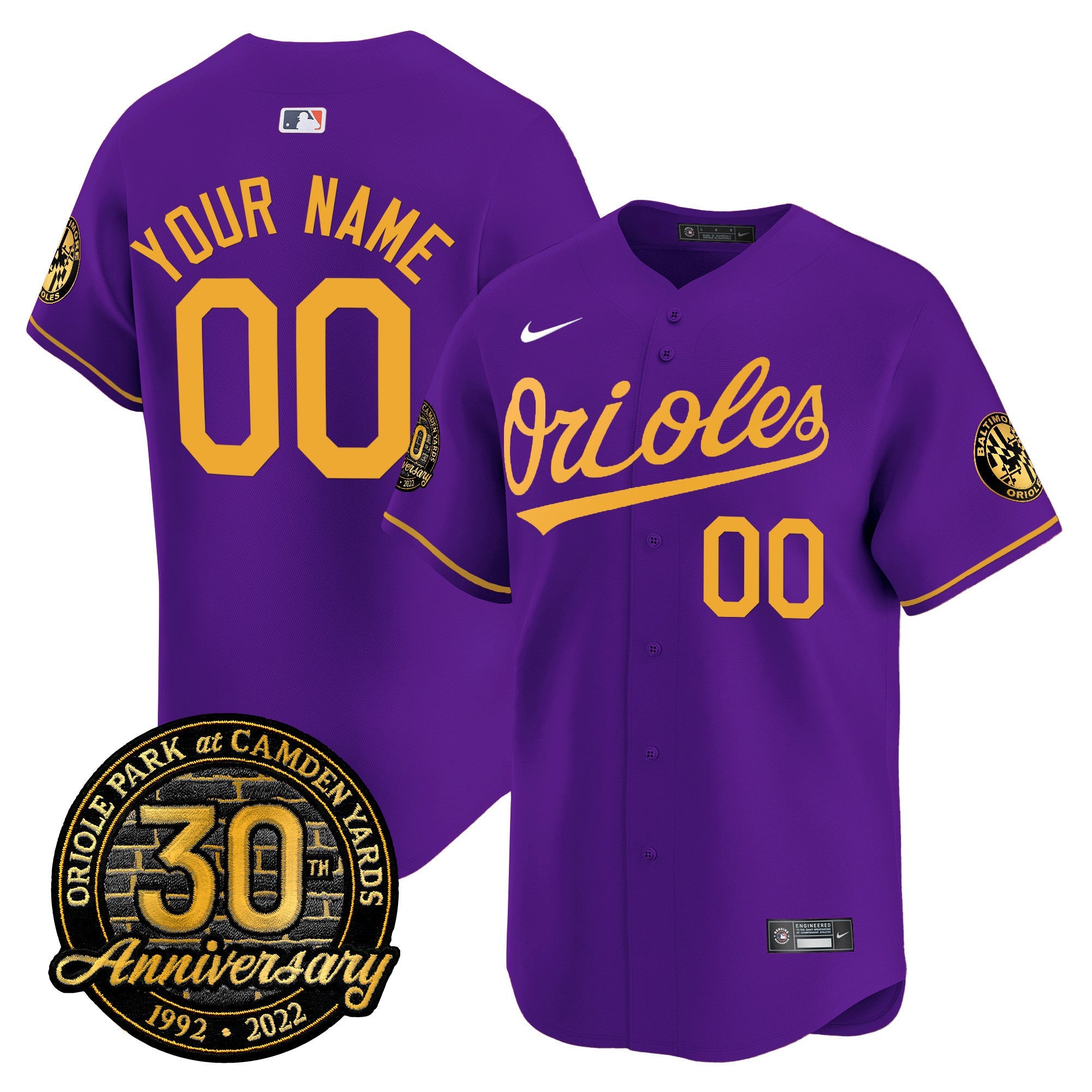 Camden Yards 30th Anniversary Patch Vapor Premier Limited Custom Jersey