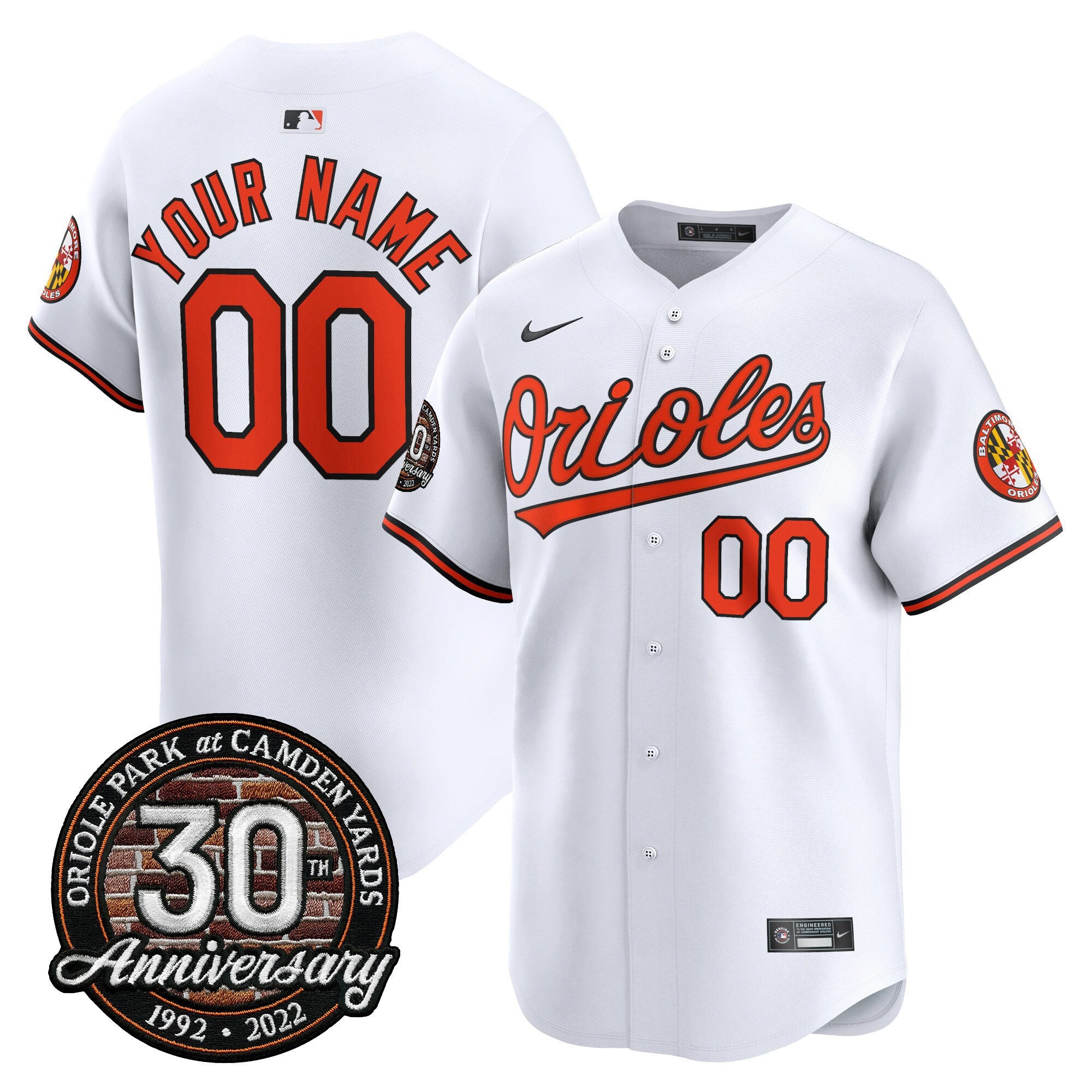 Camden Yards 30th Anniversary Patch Vapor Premier Limited Custom Jersey
