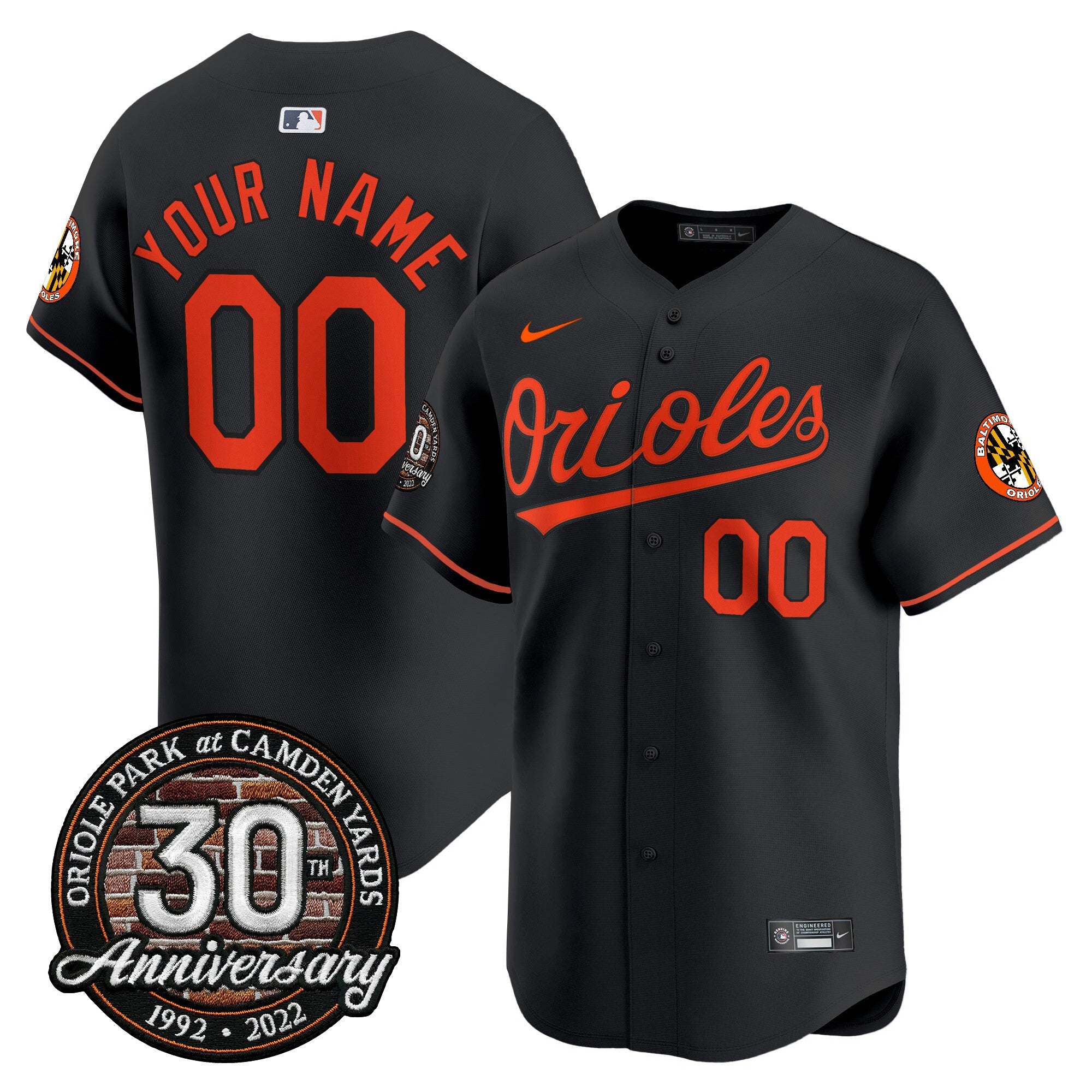 Camden Yards 30th Anniversary Patch Vapor Premier Limited Custom Jersey