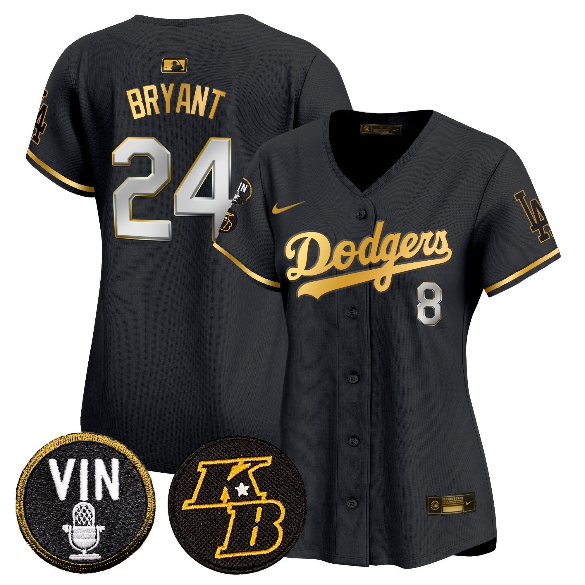 Women’s Vin & Kobe Patch Gold Trim Vapor Premier Limited Jersey