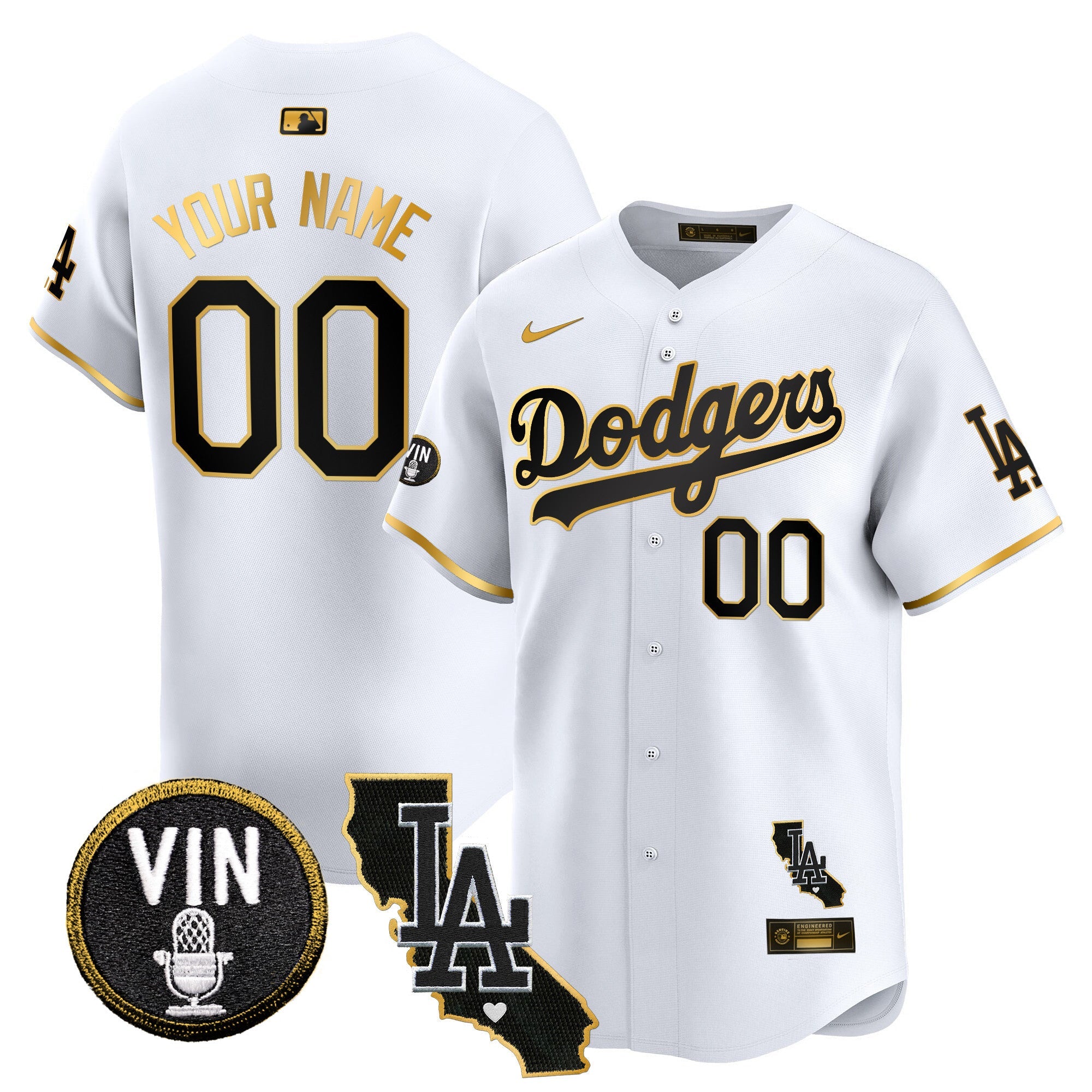 Vin & California Patch Gold Trim Vapor Premier Limited Custom Jersey