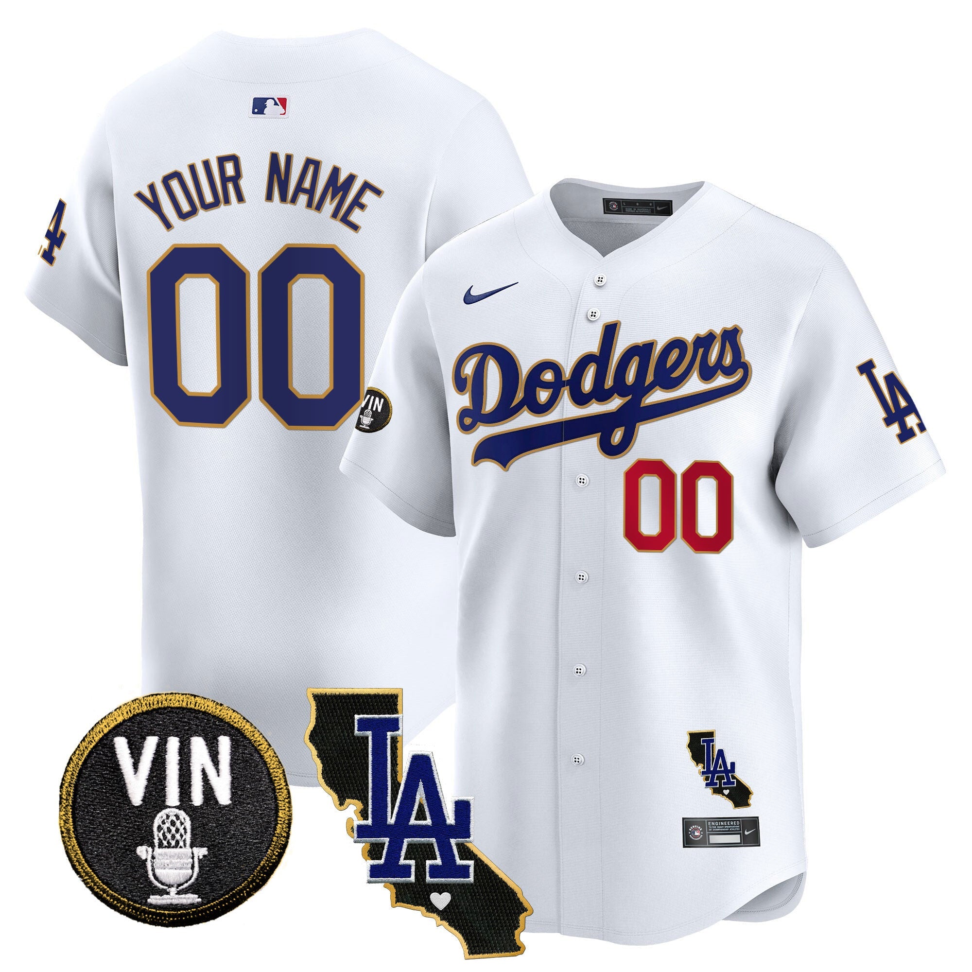 Vin & California Patch Gold Trim Vapor Premier Limited Custom Jersey