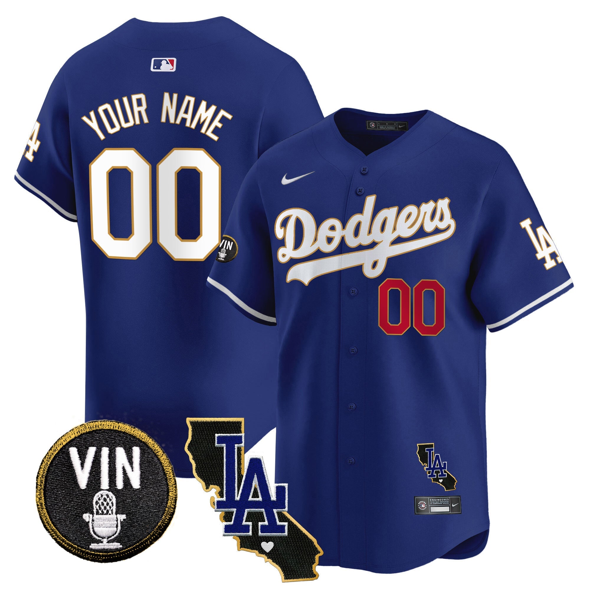 Vin & California Patch Gold Trim Vapor Premier Limited Custom Jersey