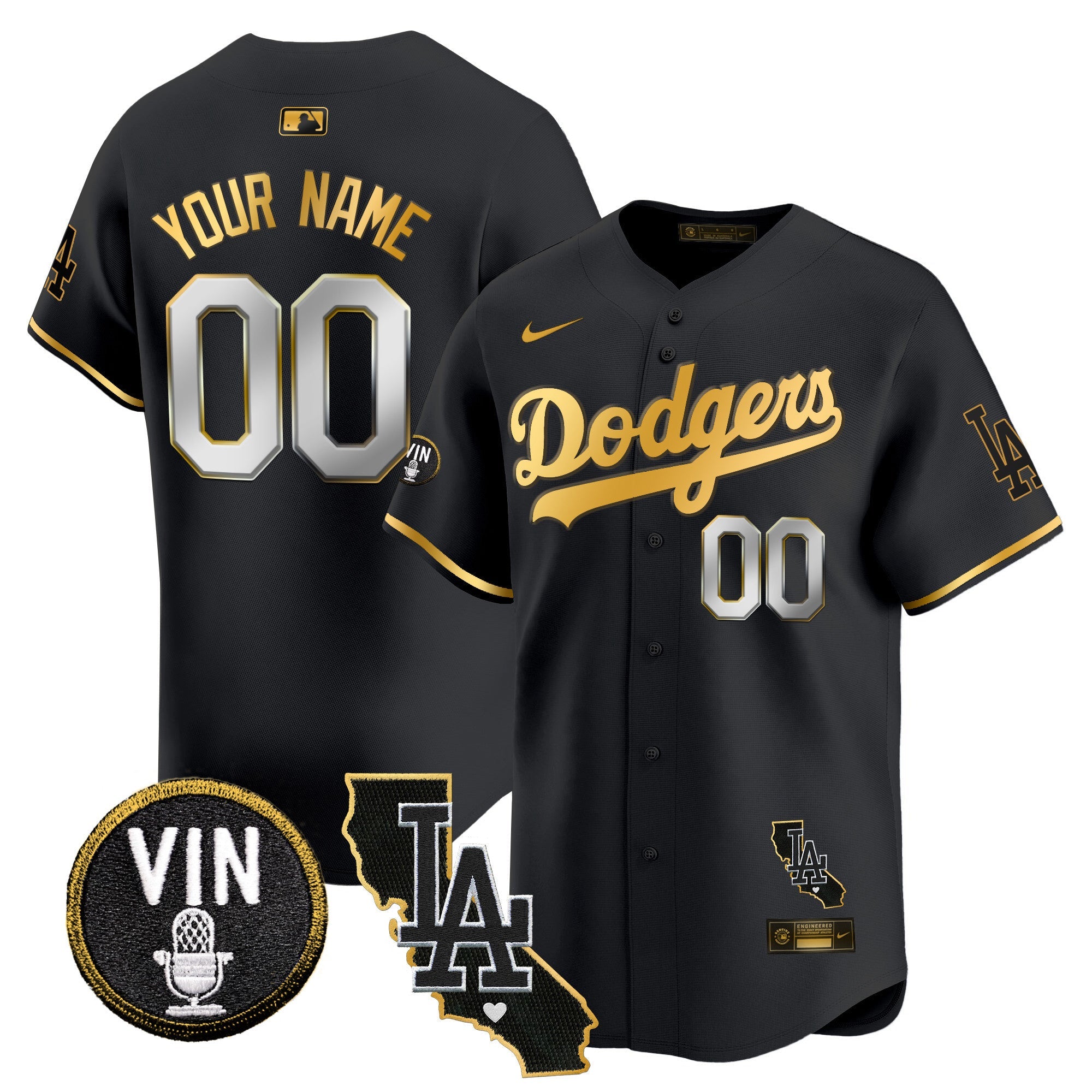 Vin & California Patch Gold Trim Vapor Premier Limited Custom Jersey
