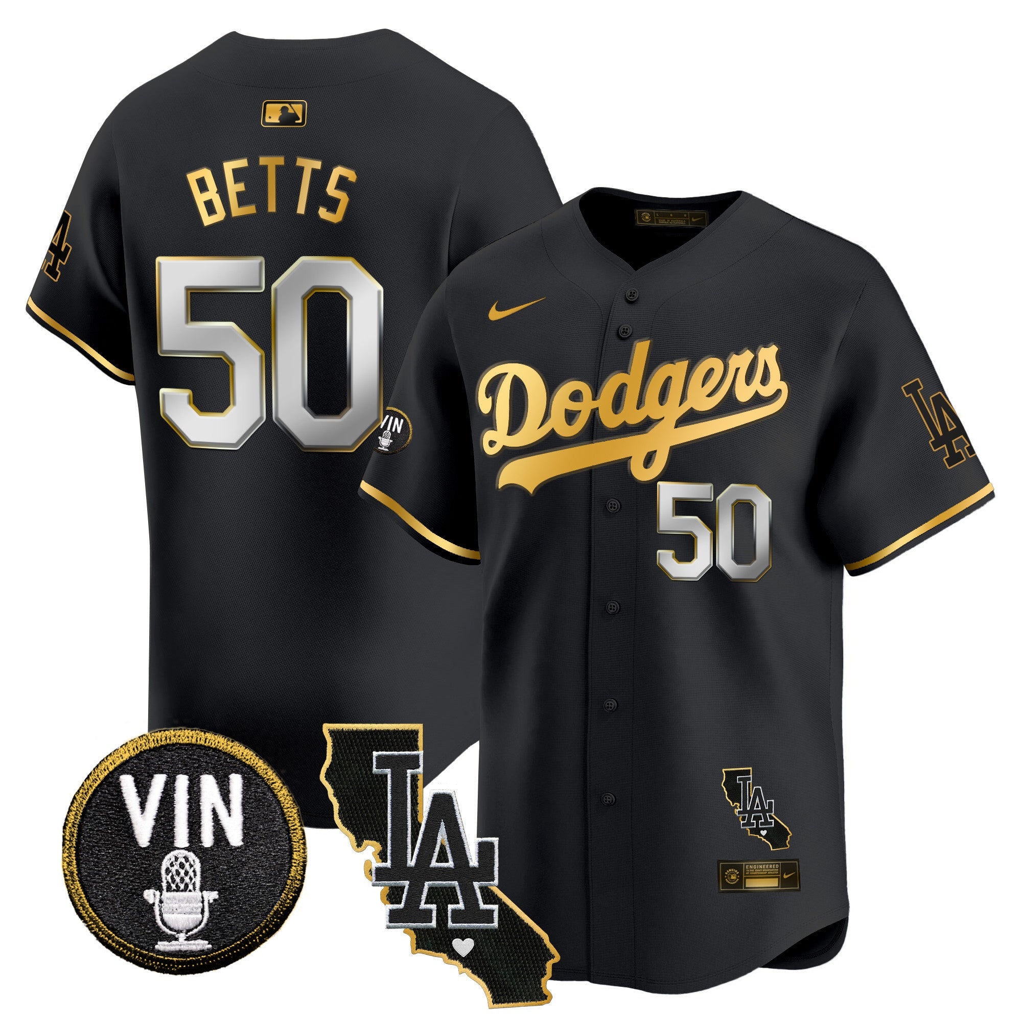 Men’s Vin & California Patch Gold Trim Vapor Premier Limited Jersey