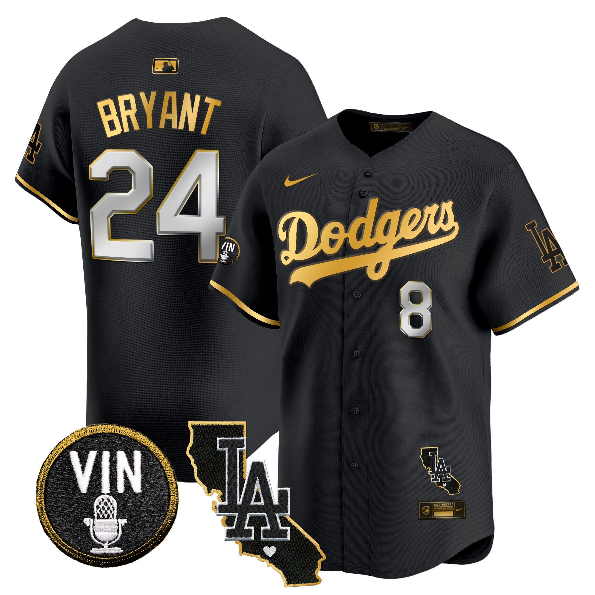 Men’s Vin & California Patch Gold Trim Vapor Premier Limited Jersey