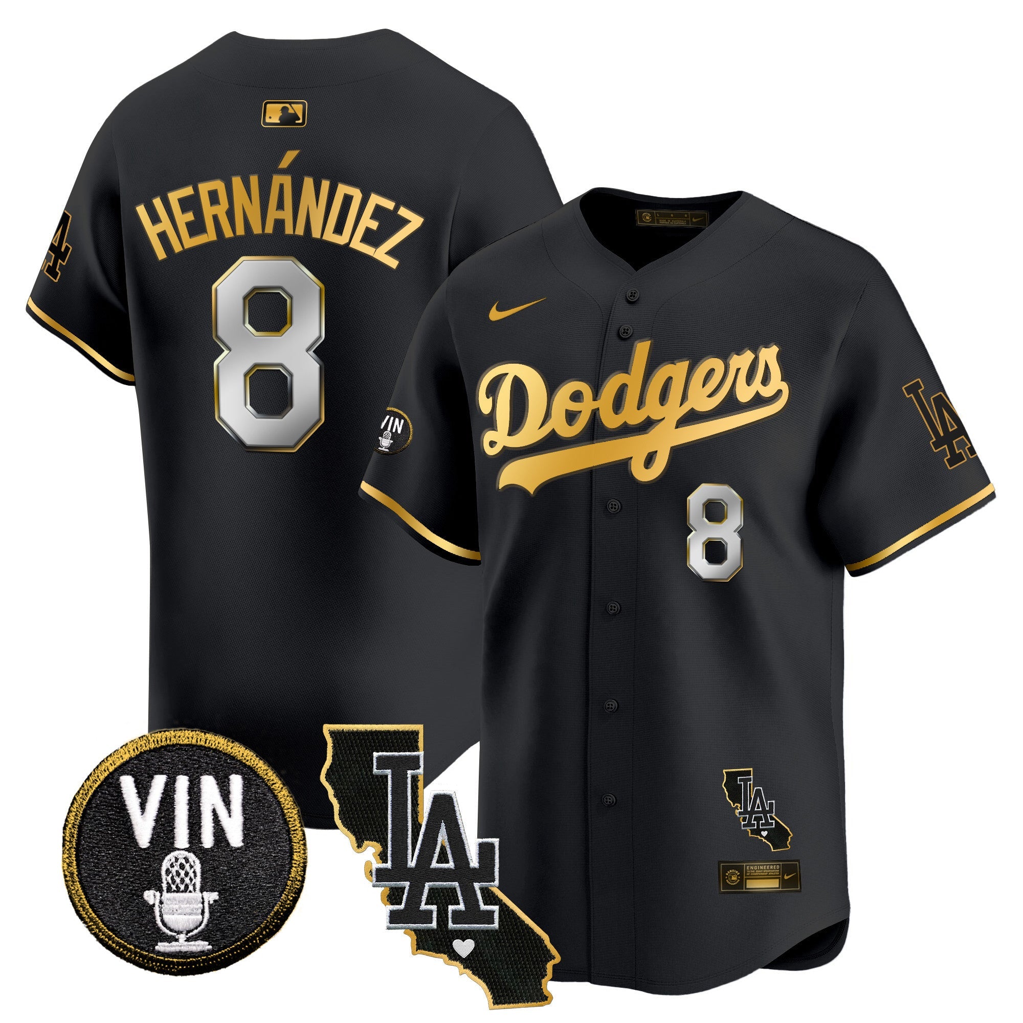 Men’s Vin & California Patch Gold Trim Vapor Premier Limited Jersey