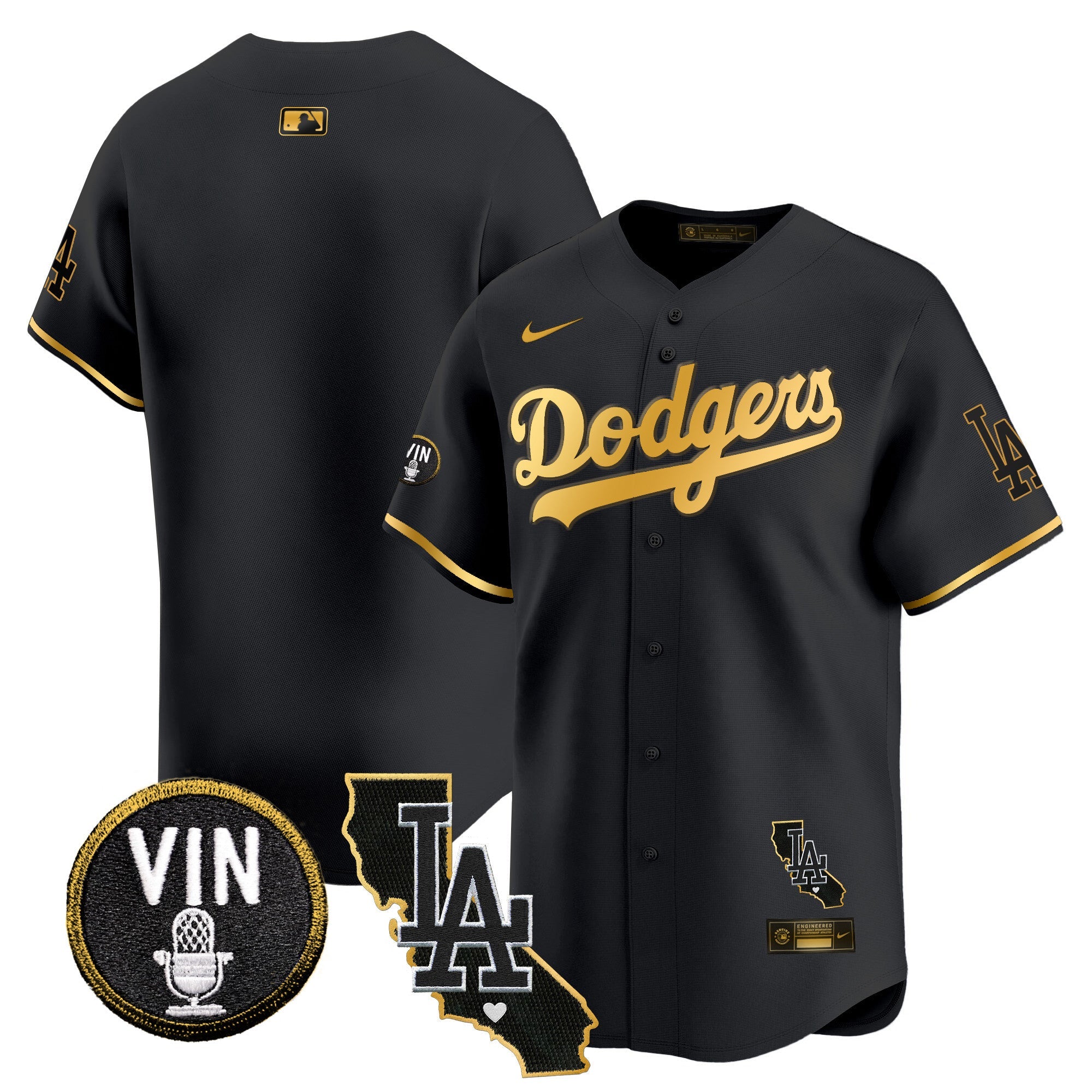 Men’s Vin & California Patch Gold Trim Vapor Premier Limited Jersey