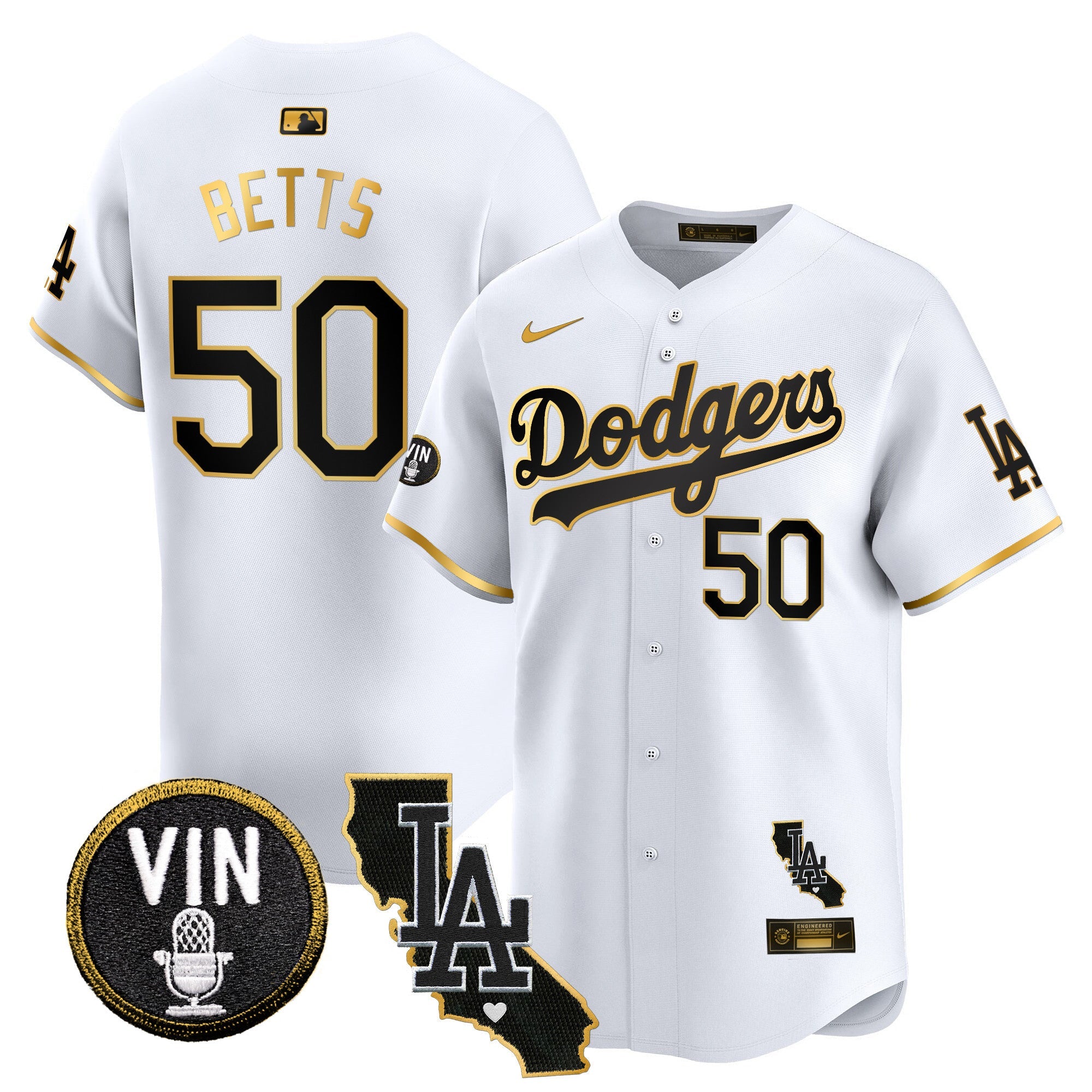 Men’s Vin & California Patch Gold Trim Vapor Premier Limited Jersey
