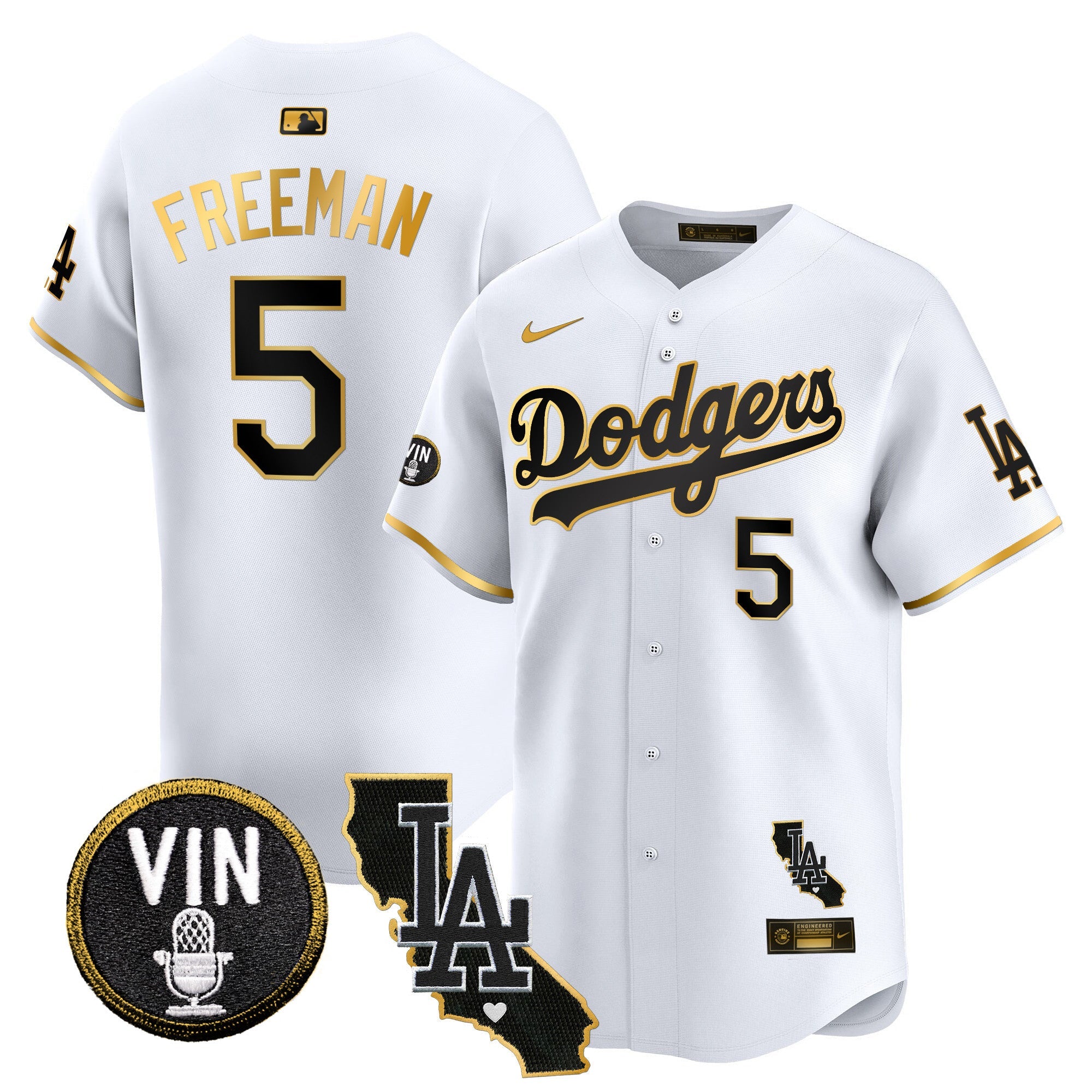 Men’s Vin & California Patch Gold Trim Vapor Premier Limited Jersey