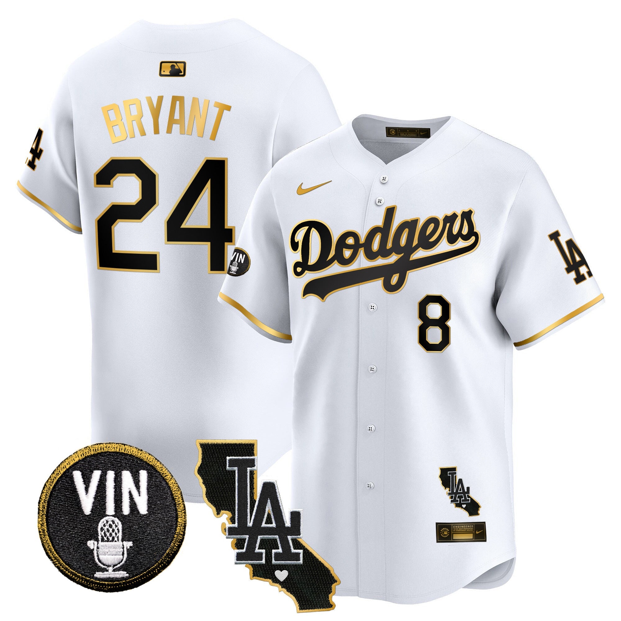 Men’s Vin & California Patch Gold Trim Vapor Premier Limited Jersey