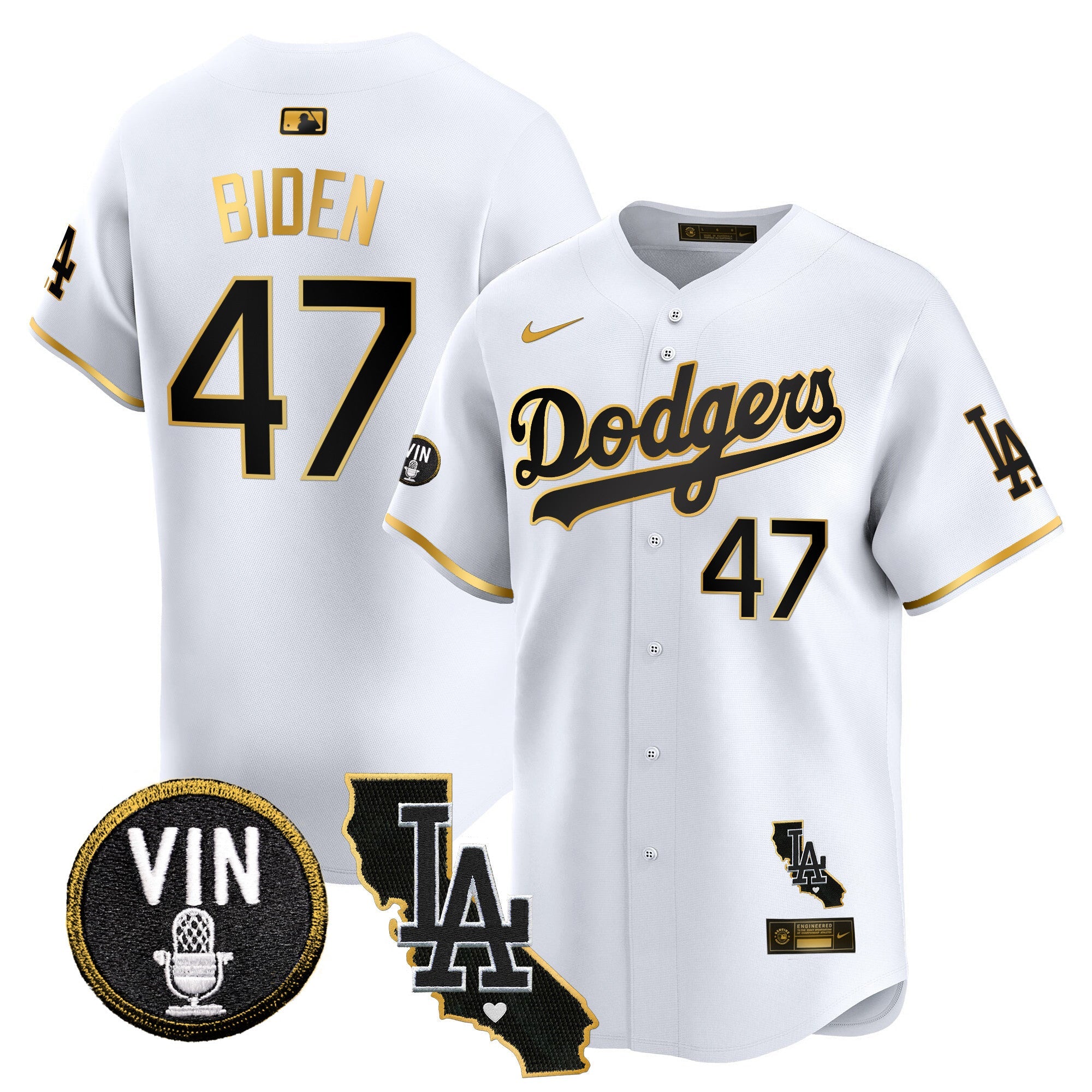Men’s Vin & California Patch Gold Trim Vapor Premier Limited Jersey