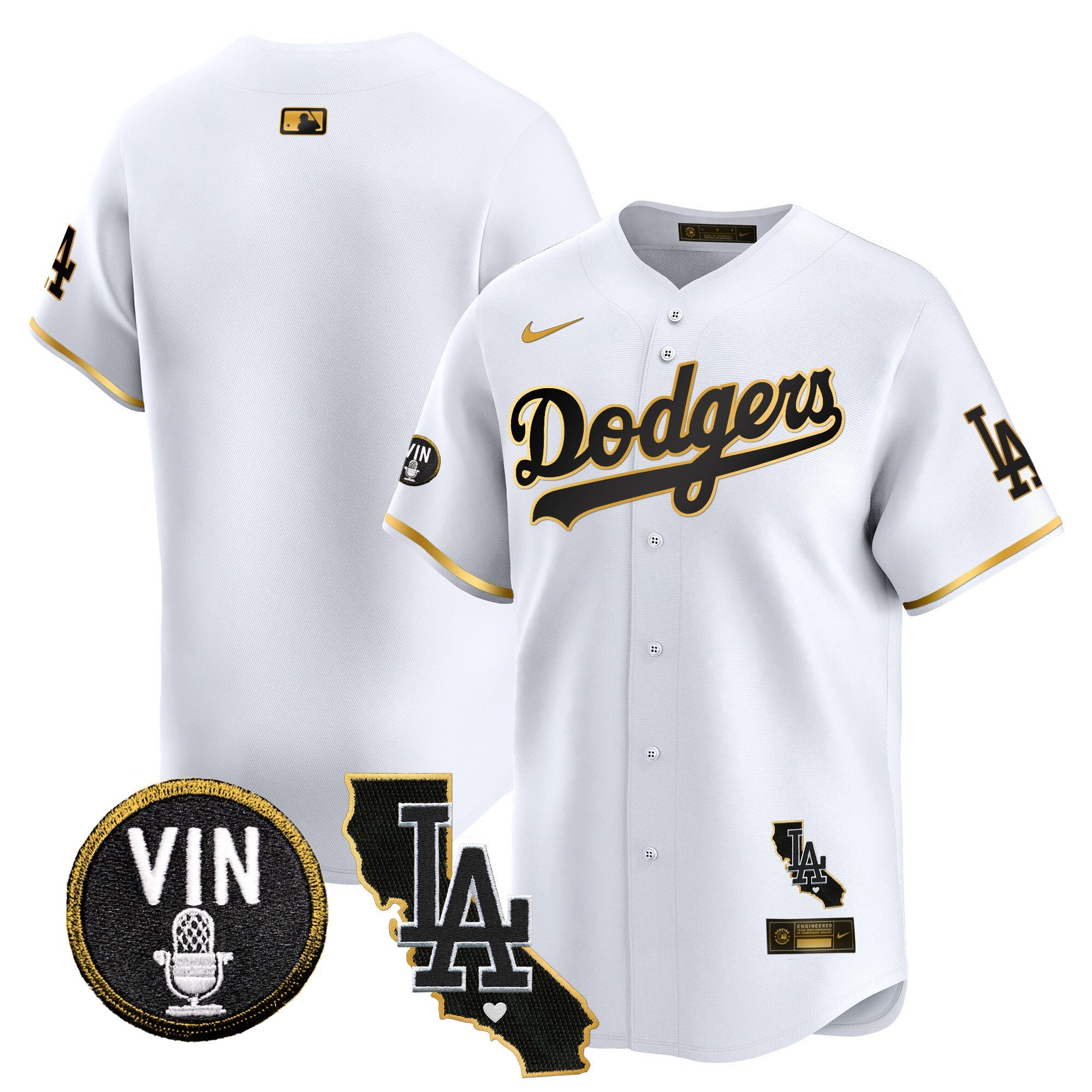 Men’s Vin & California Patch Gold Trim Vapor Premier Limited Jersey