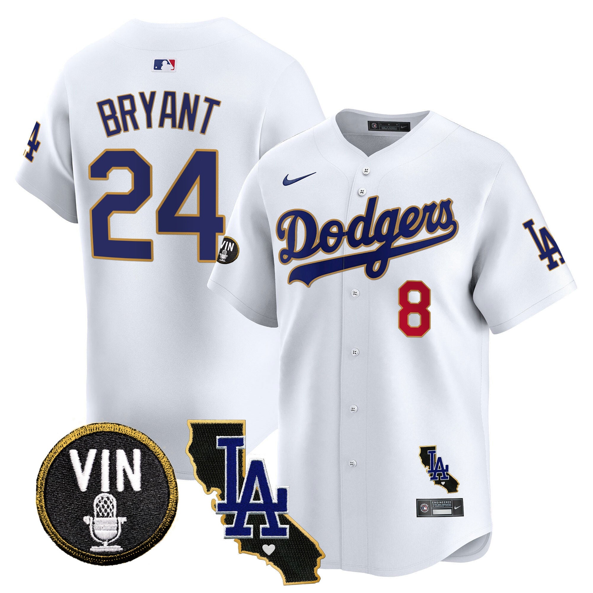 Men’s Vin & California Patch Gold Trim Vapor Premier Limited Jersey