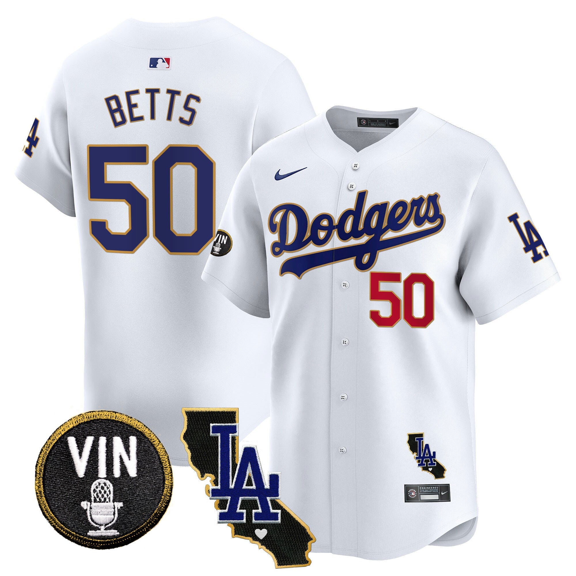 Men’s Vin & California Patch Gold Trim Vapor Premier Limited Jersey